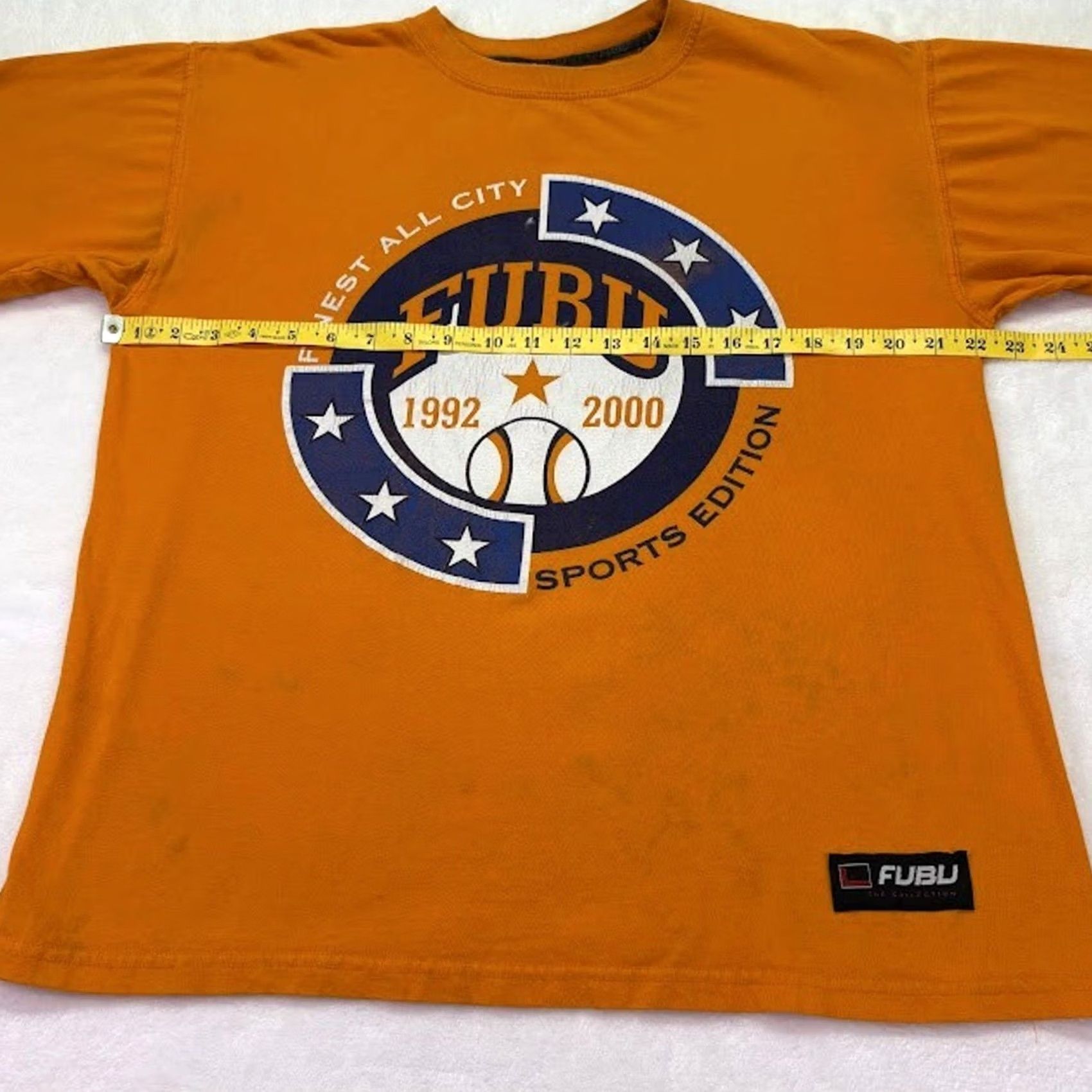 Fubu VINTAGE FUBU Orange T-Shirt Sports Edition XL Crew Neck Graphic Print Mens 90s Hip Hop Size US XL / EU 56 / 4 - 7 Thumbnail