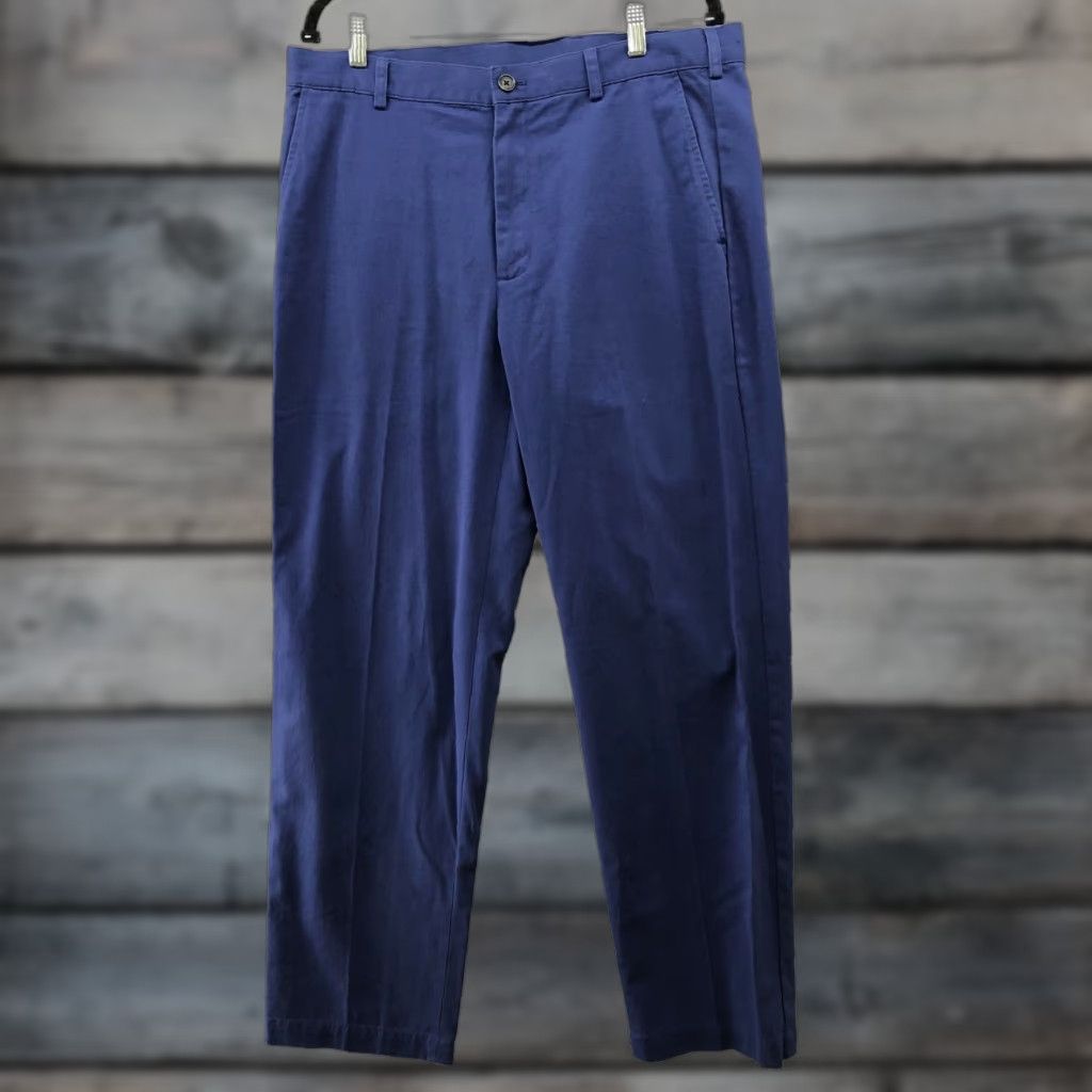 Brooks Brothers Brooks Brothers 346 Chino Pants Mens 36x32 Blue Flat Front Straight Leg Cotton Dress Casual Workwear Size US 36 / EU 52 - 1 Thumbnail