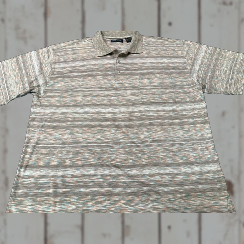 Vintage VIRA Club Men's XL Polo Shirt Short Sleeve Striped Brown Italian Cotton Casual Size US XL / EU 56 / 4 - 1 Thumbnail