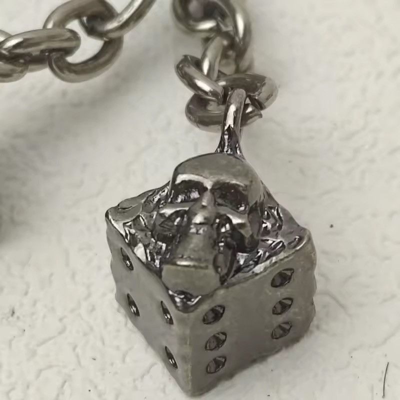 Vintage Retro Skull Dice Black Gun Plated Metal Wallet Chain Size ONE SIZE - 9 Thumbnail