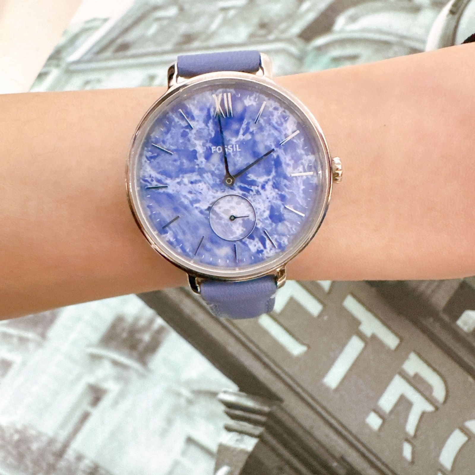 Fossil Fossil ES5076 Ladies Blue Dial Blue Leather Strap Size ONE SIZE - 5 Thumbnail
