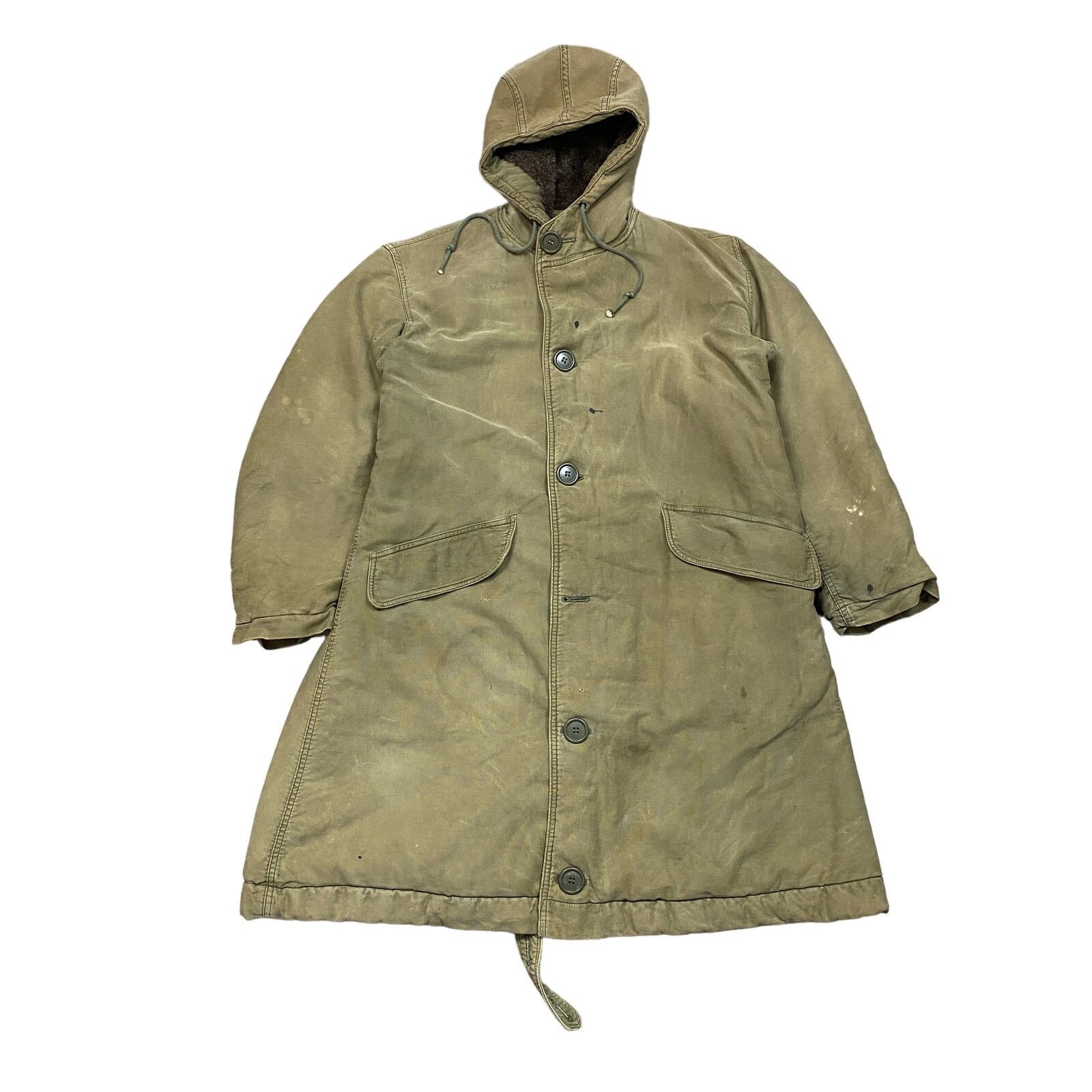 VTG WWII Military Talon Zipper Fur Lined Hooded Parka XL