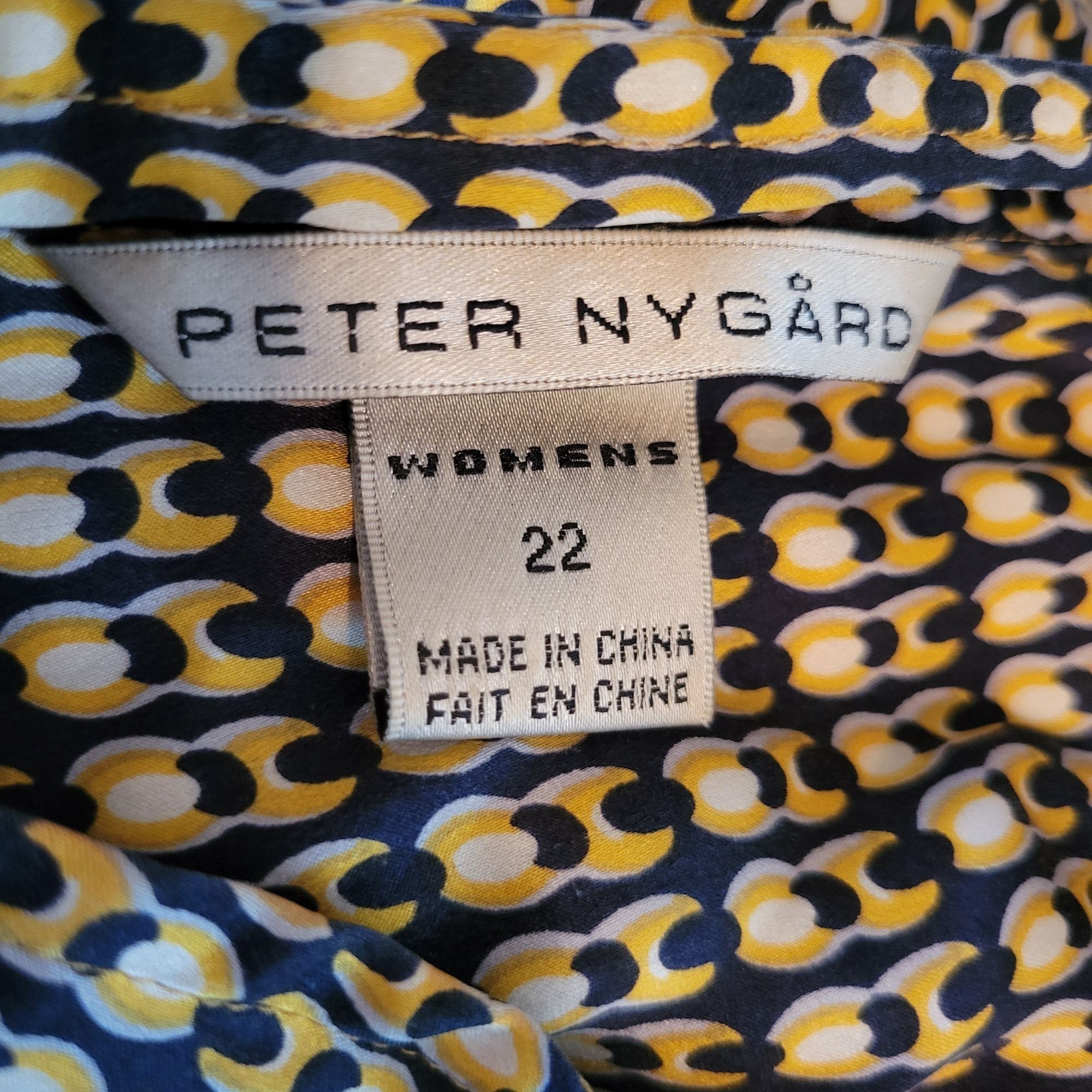 Vintage Peter Nygard Silk Blouse 22 Geometric Print Long Sleeve Butt Size 3XL / US 20-22 - 2 Thumbnail