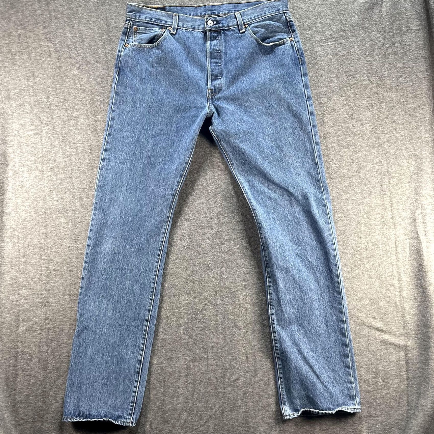 Levi's Levi's 501 Jeans Mens 36x36 Blue Denim Straight Leg Button Fly Red Tab Classic Size US 36 / EU 52 - 3 Thumbnail