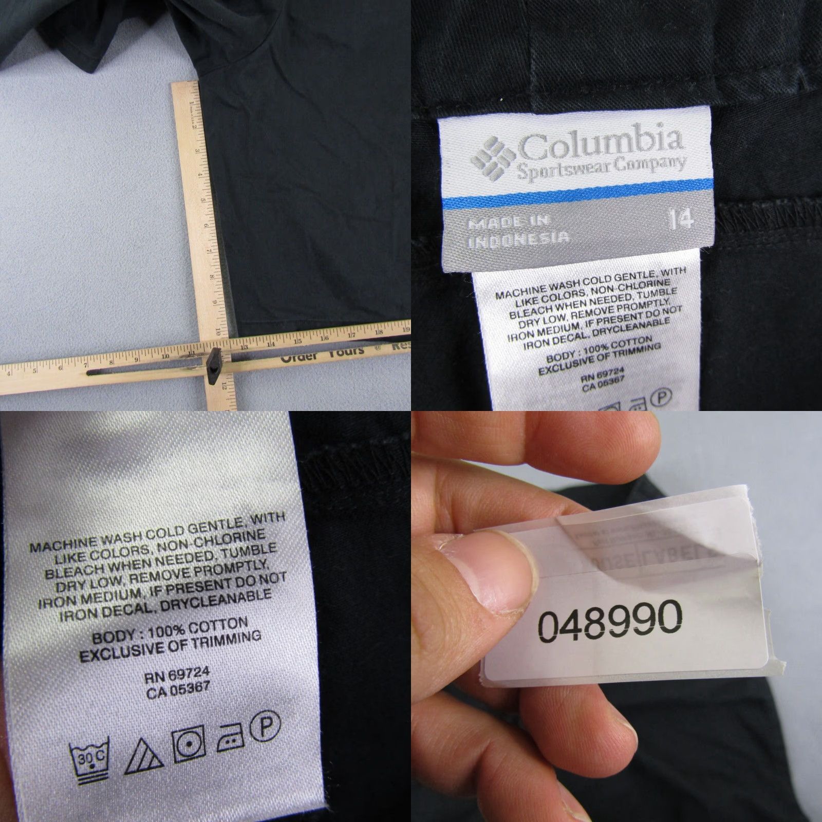 Vintage Columbia Shorts Womens 14 Black Solid Cotton Chino Outdoors Bermuda Trail Hiking Size 36" / US 14 / IT 50 - 8 Thumbnail