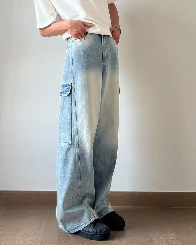 Japanese Brand × Jean Men's street washed vintage distressed straight jeans y2k Size US 32 / EU 48 - 2 Thumbnail