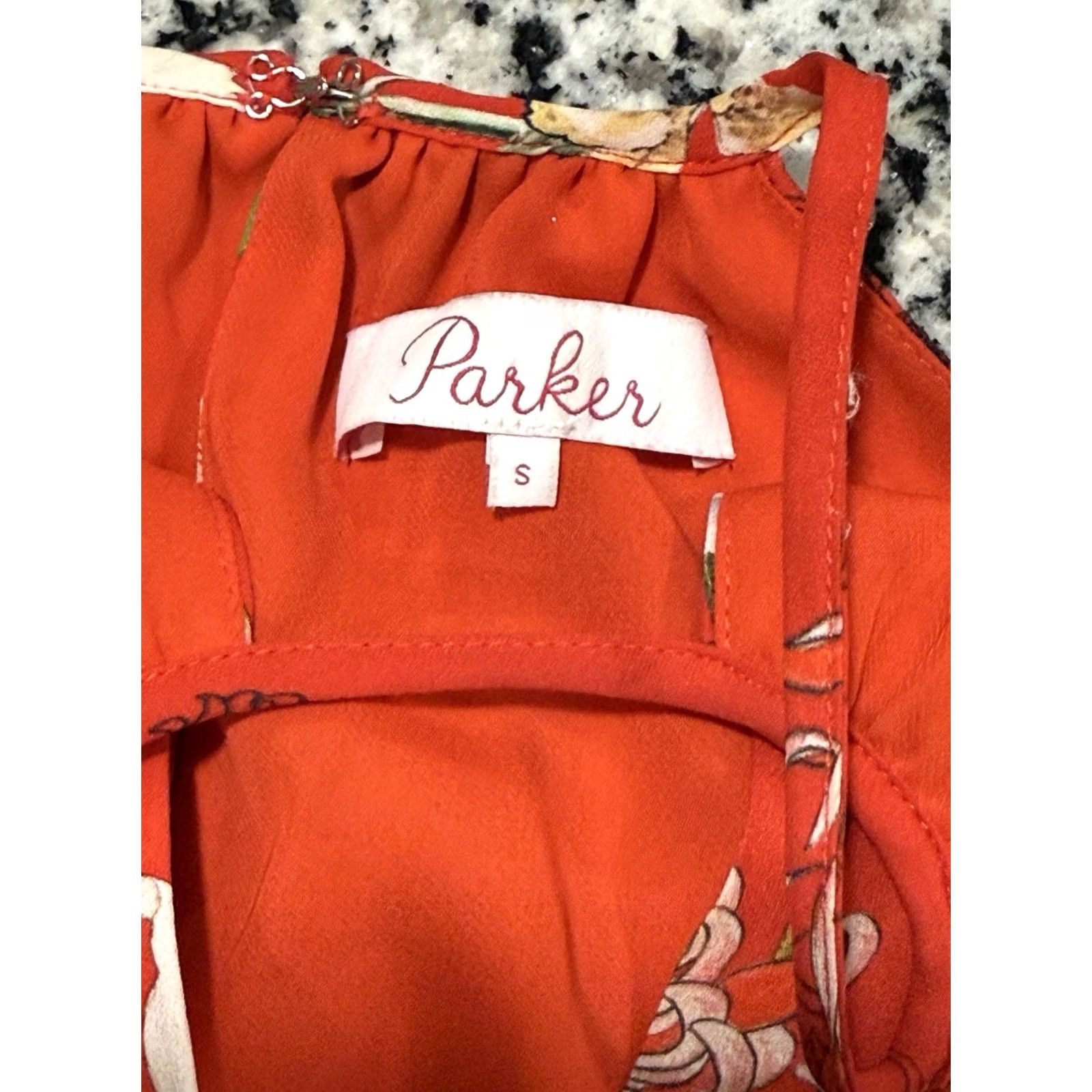 Parker Parker Larissa Red Mini Dress S 100% Silk Sangria Floral Feminine Travel Women Size S / US 4 / IT 40 - 7 Thumbnail