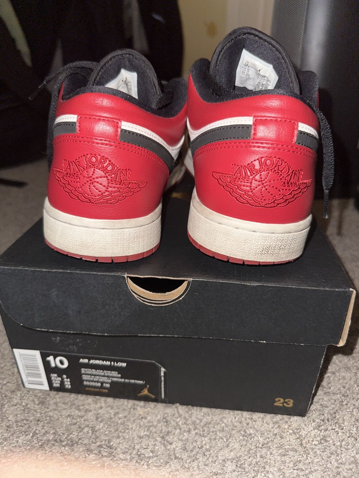 Jordan Brand Nike Air Jordan 1 Low Black Toe Red White (2019) Size US 10 / EU 43 - 5 Thumbnail