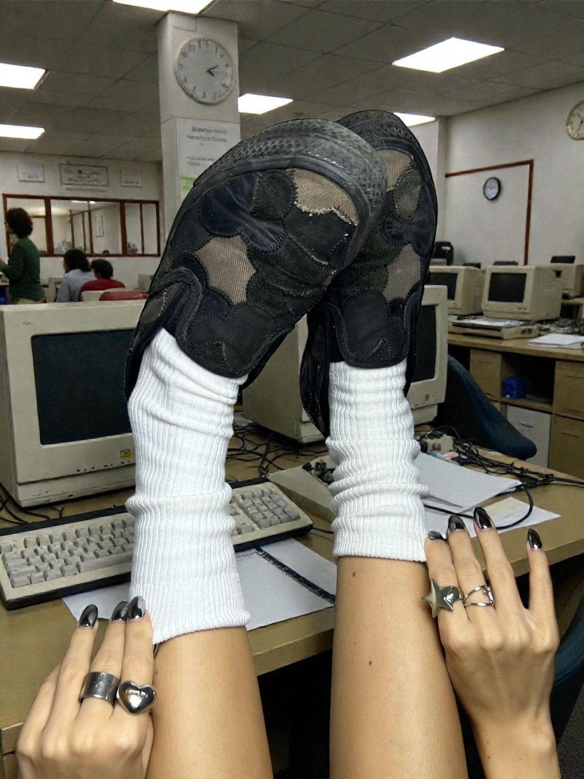 NUMBER (N)INE AW03 “TOUCH ME I’M SICK” PATCHWORK SLIP-ONS