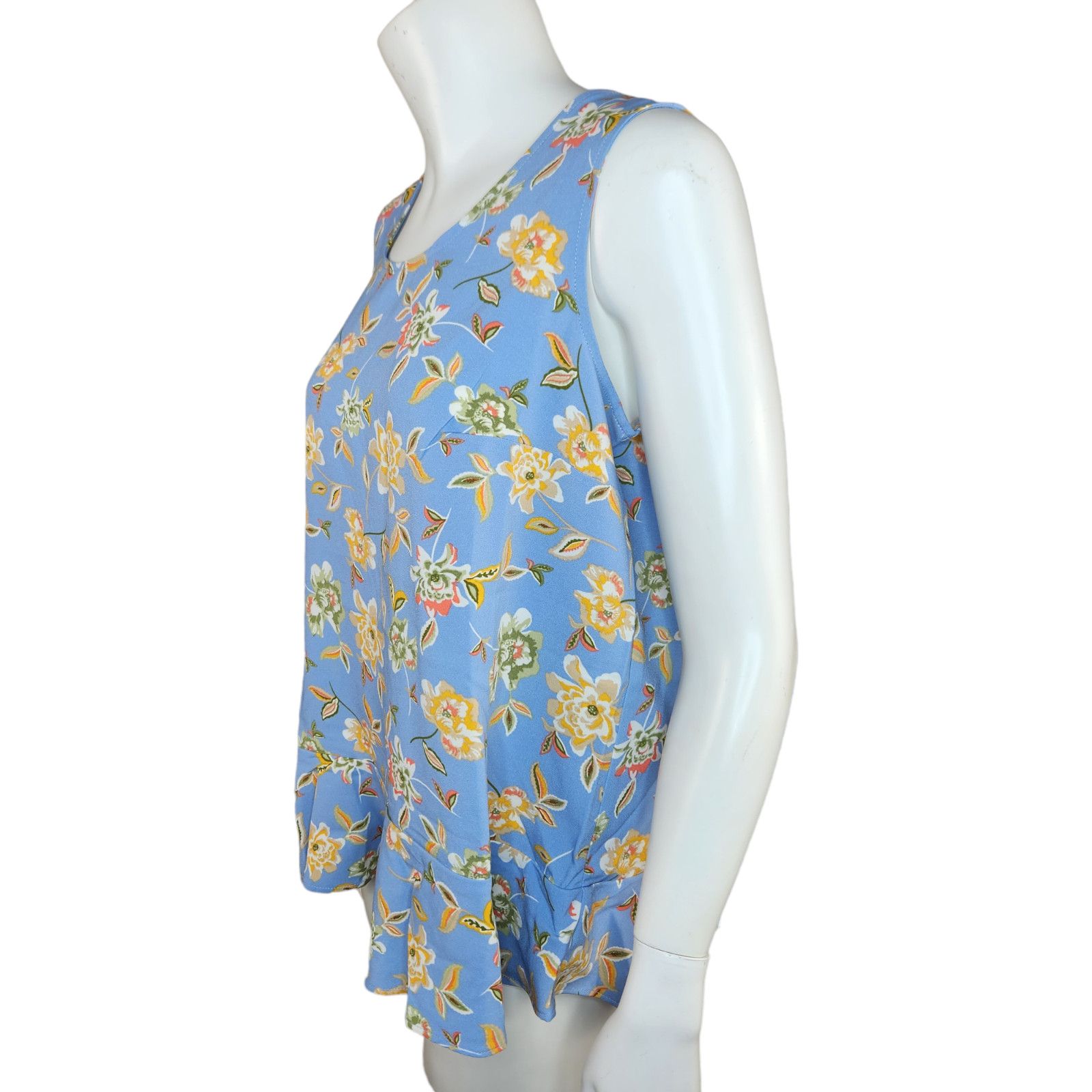 Denim & Co. Denim & Co Sleeveless Tank Top Blue Floral X-Small NWOT Size XS / US 0-2 / IT 36-38 - 4 Thumbnail