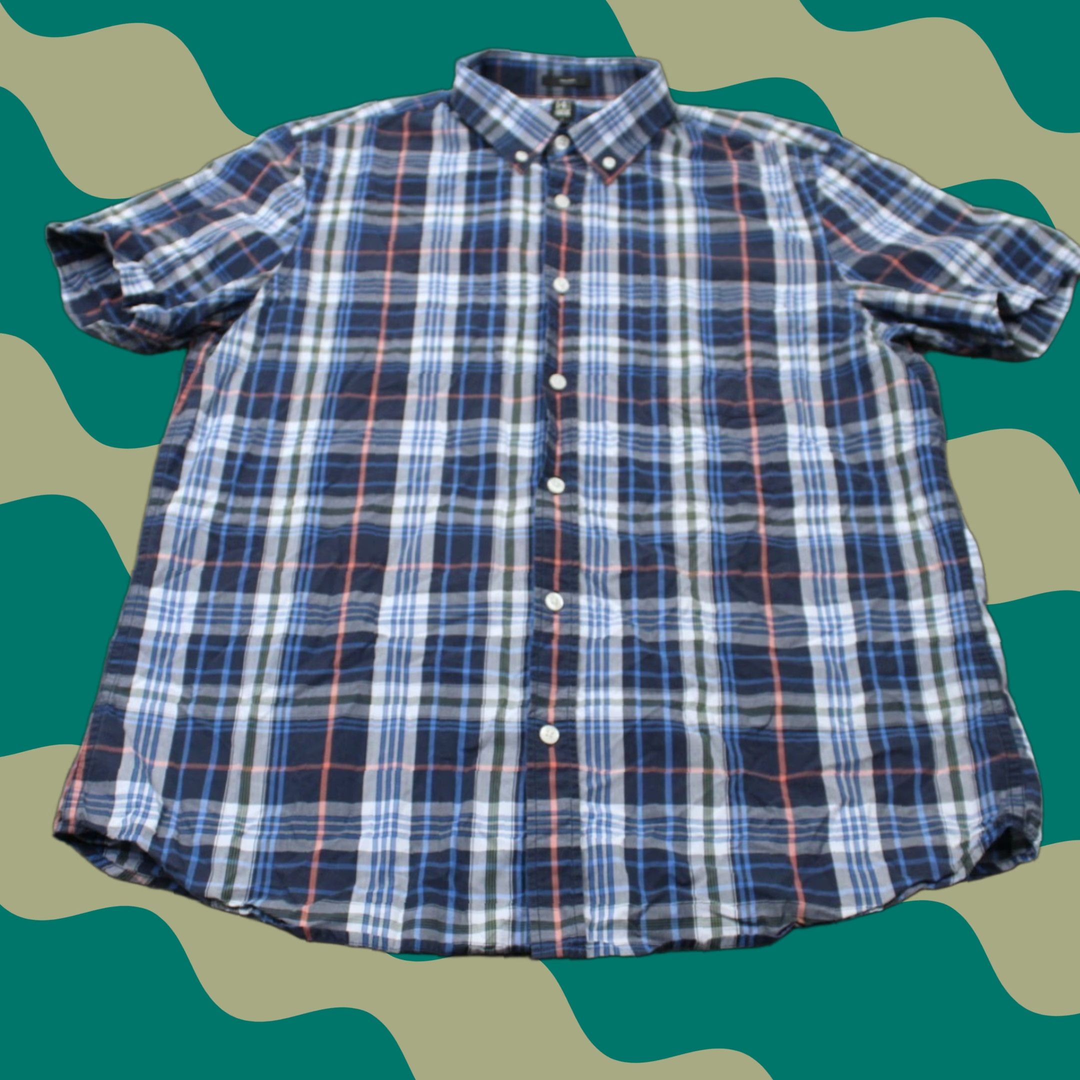 Vintage 14th & Union Shirt Men Large Blue Plaid Non Iron Short Sleeve Cotton Button Down Size US L / EU 52-54 / 3 - 1 Thumbnail