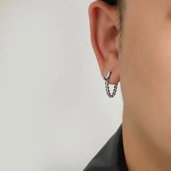 Jewelry 100%925 silver retro punk earrings Size ONE SIZE - 3 Thumbnail