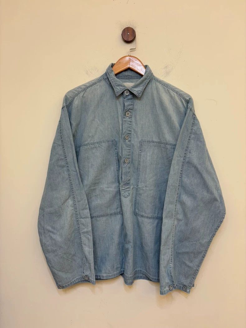 Balenciaga Denim Pullover Shirt with Graphic Design- Size US L / EU 52-54 / 3 - 1 Thumbnail