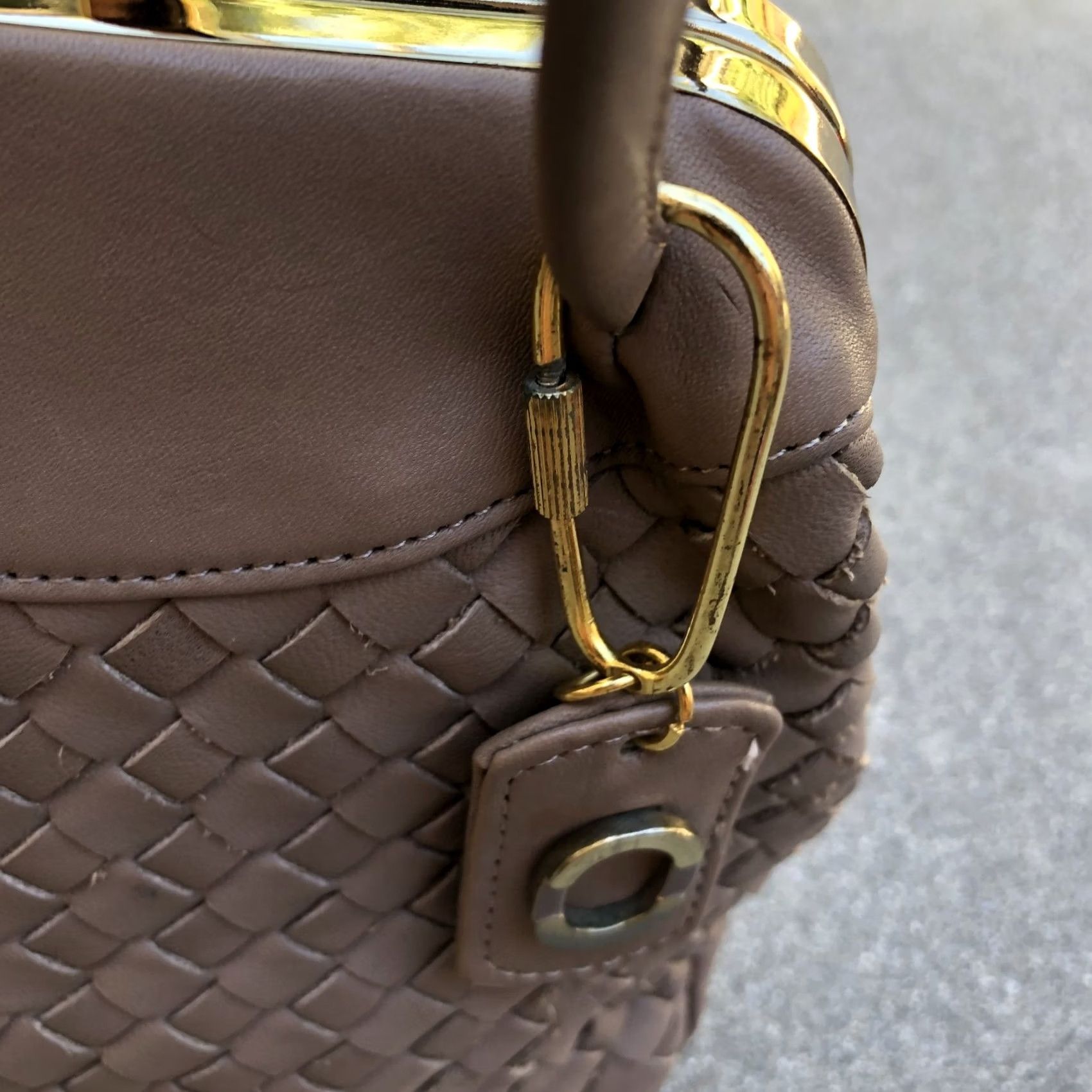 Frame VINTAGE Carriage Court Shoulder Bag Brown Leather Purse Crossbody Clasp Frame Woven Size ONE SIZE - 5 Thumbnail