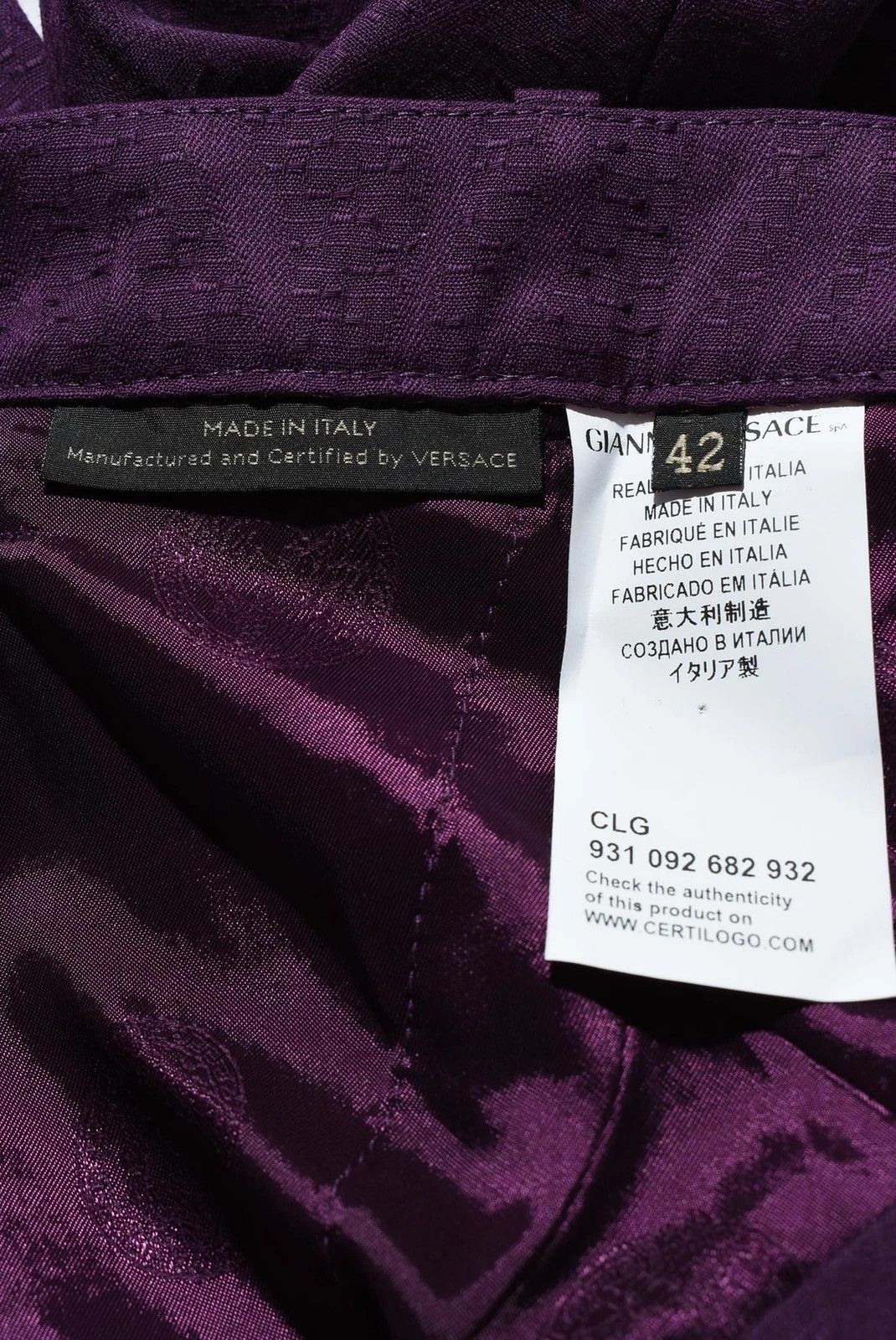 Versace Women's Versace Purple Textured Slim Fit Pants Size W33 L28 Size 33" - 4 Thumbnail