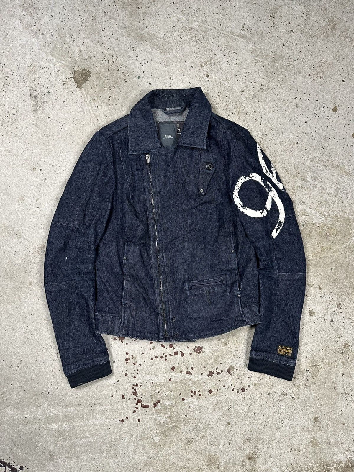 G-Star × Japanese Brand × Vintage Vintage Y2K G Star Raw Tentic Bomber Denim Jacket Biker Moto Size US XXS / EU 40 - 1 Thumbnail