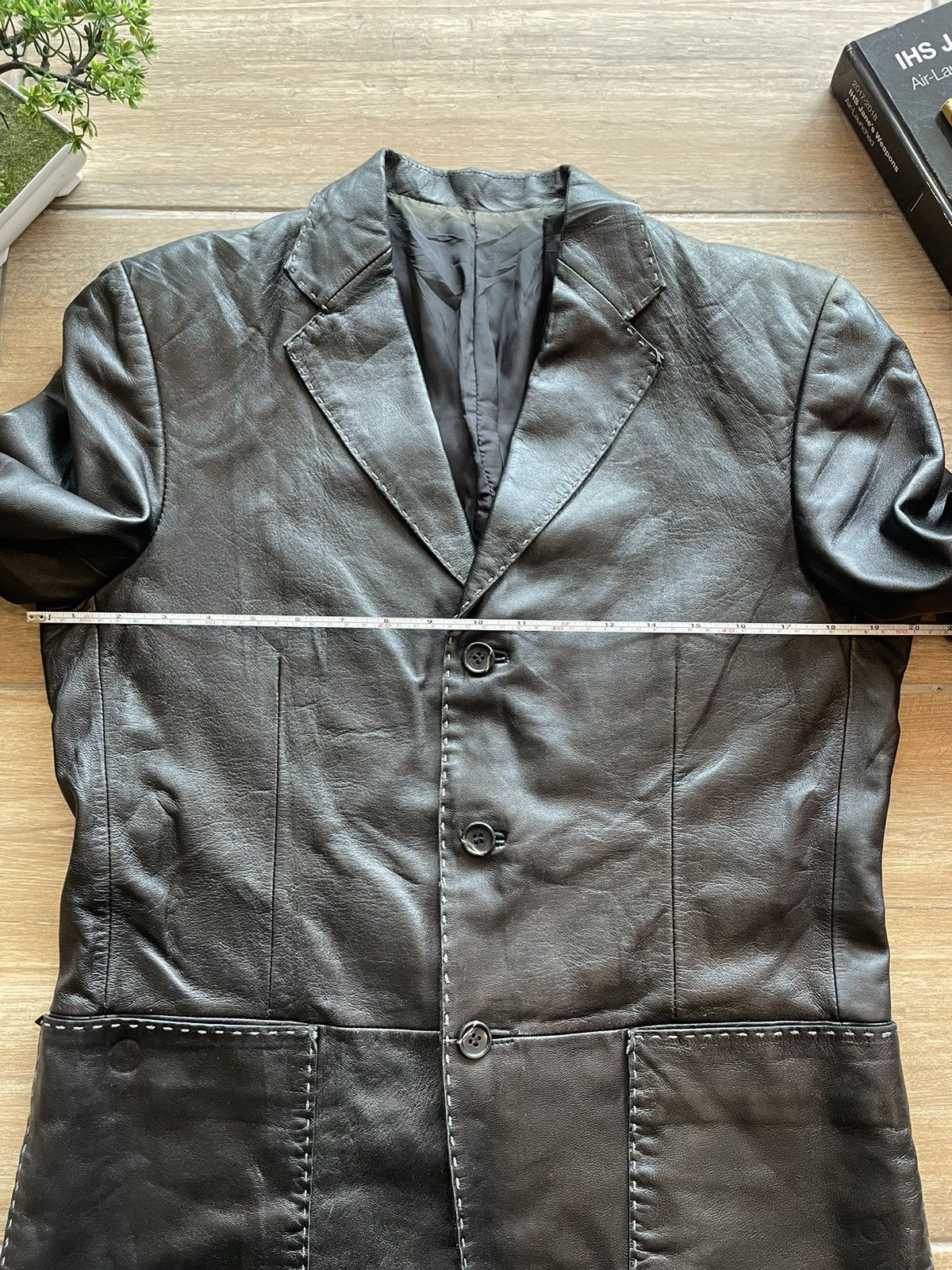 Japanese Brand × Le Grande Bleu (L.G.B.) × Tornado Mart Tornado Mart Leather Stitched Blazer Size US M / EU 48-50 / 2 - 20 Thumbnail