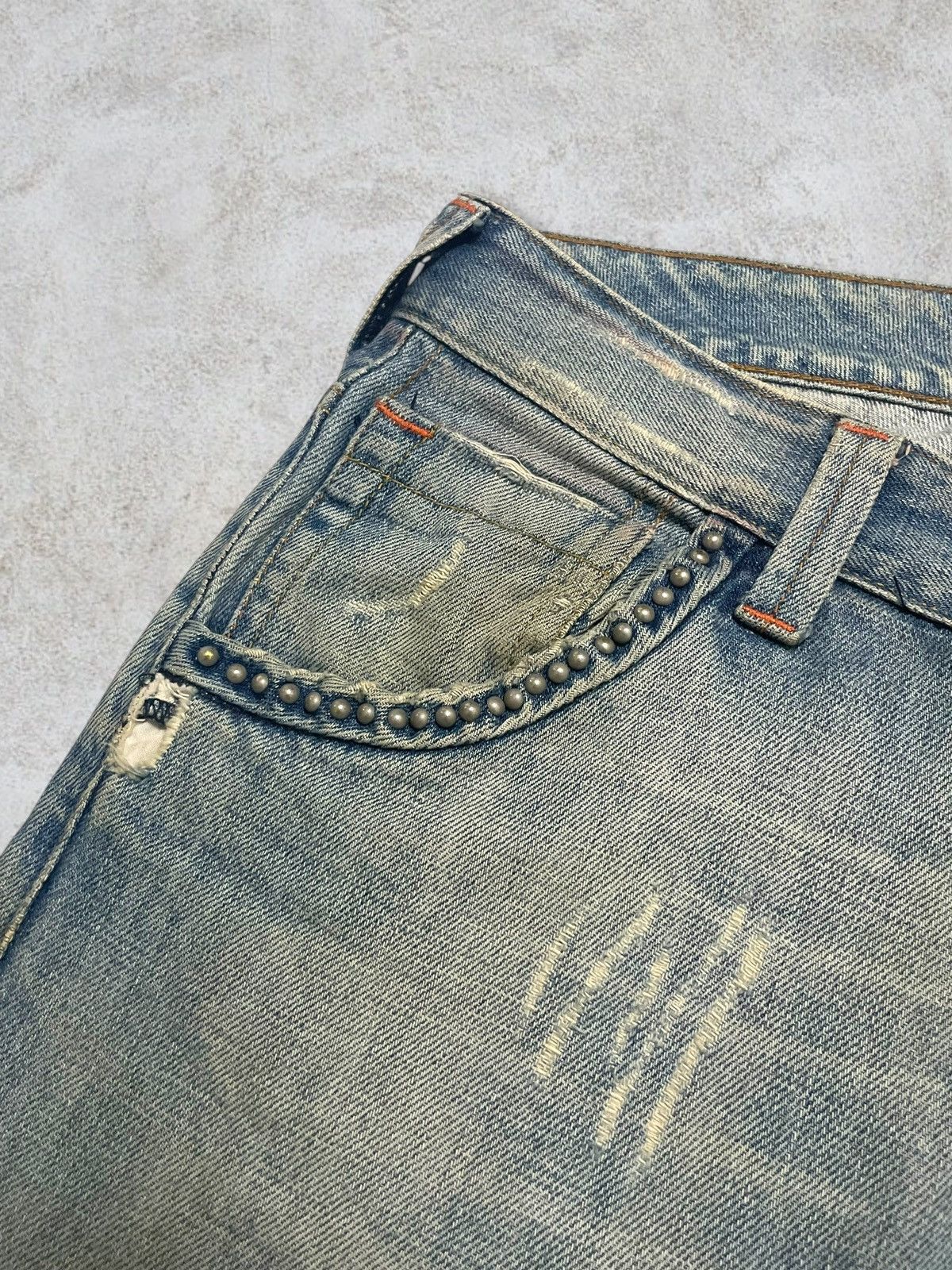 Japanese Brand Vintage Italian CJ Distressed Splatter Piercing Beads Jeans Size US 30 / EU 46 - 12 Thumbnail
