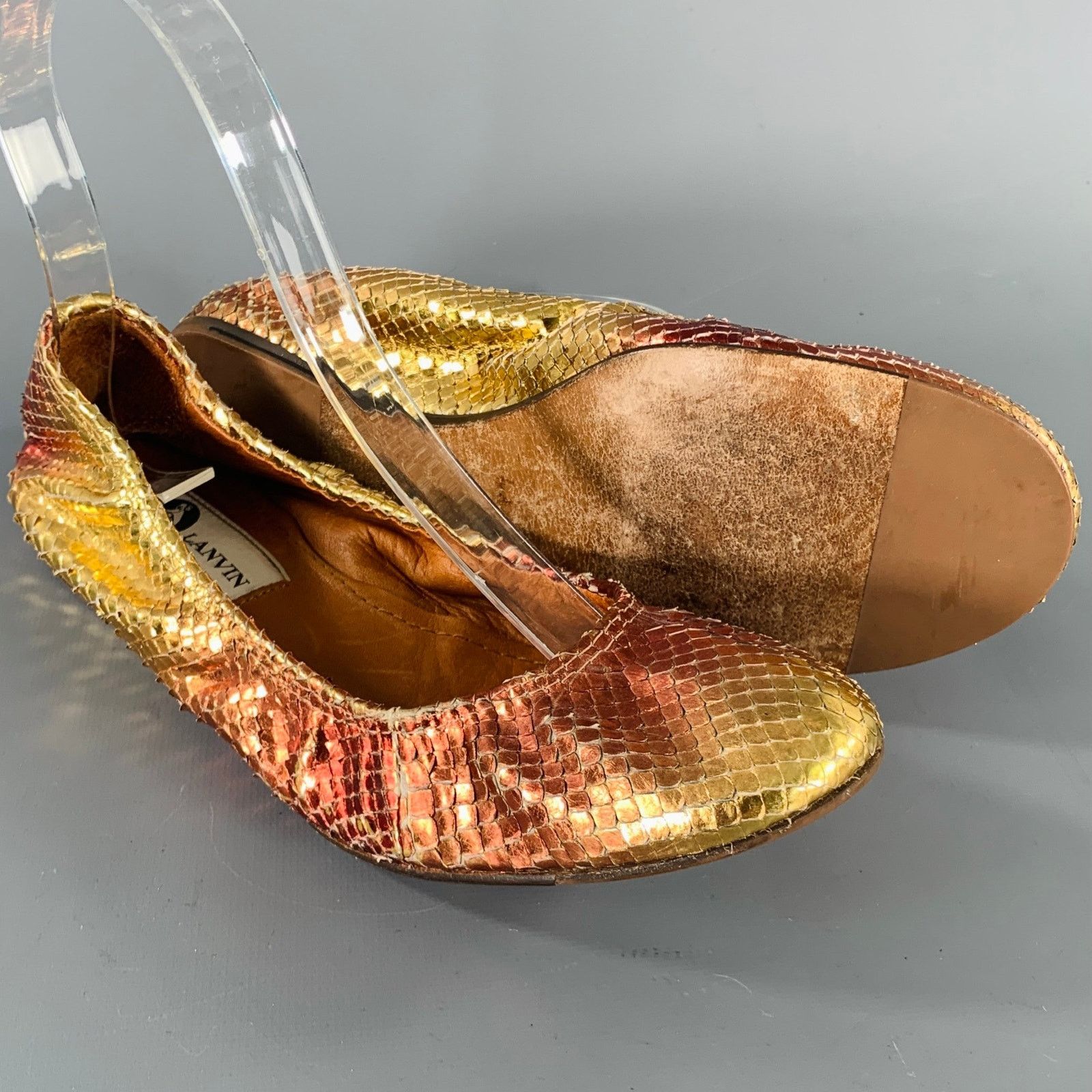 Lanvin LANVIN Size 6.5 Gold Pink Snake Skin Ballet Flats Size US 6.5 / IT 36.5 - 5 Thumbnail