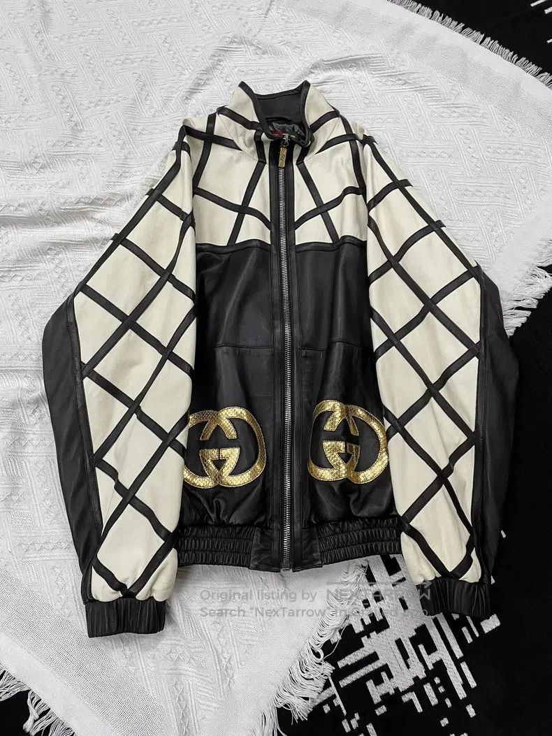 Gucci Gucci Plaid stitching gold thread embroidery double G leat Size US S / EU 44-46 / 1 - 1 Thumbnail