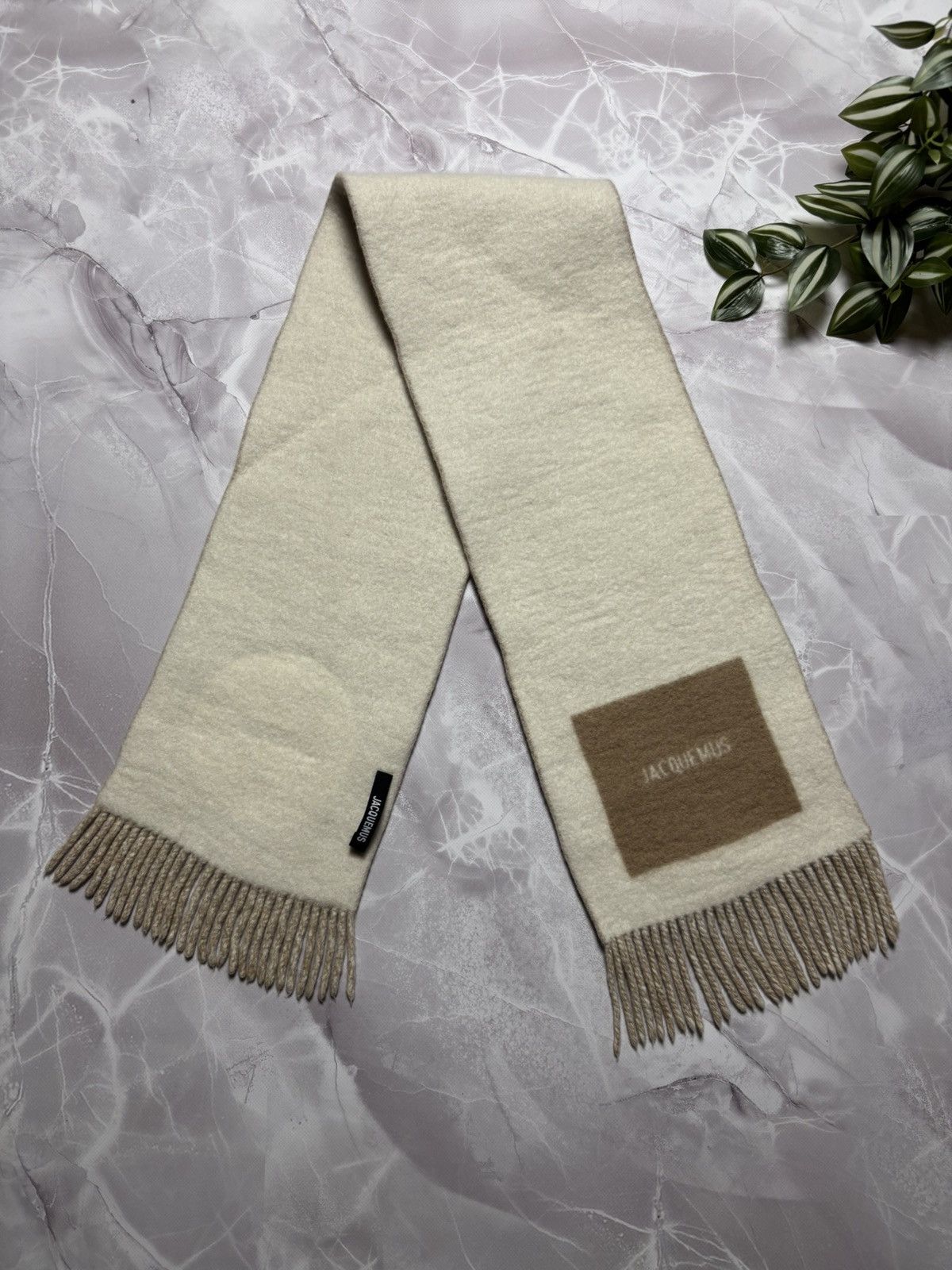Jacquemus JACQUEMUS Rond Carre Scarf in Beige Size ONE SIZE - 1 Thumbnail