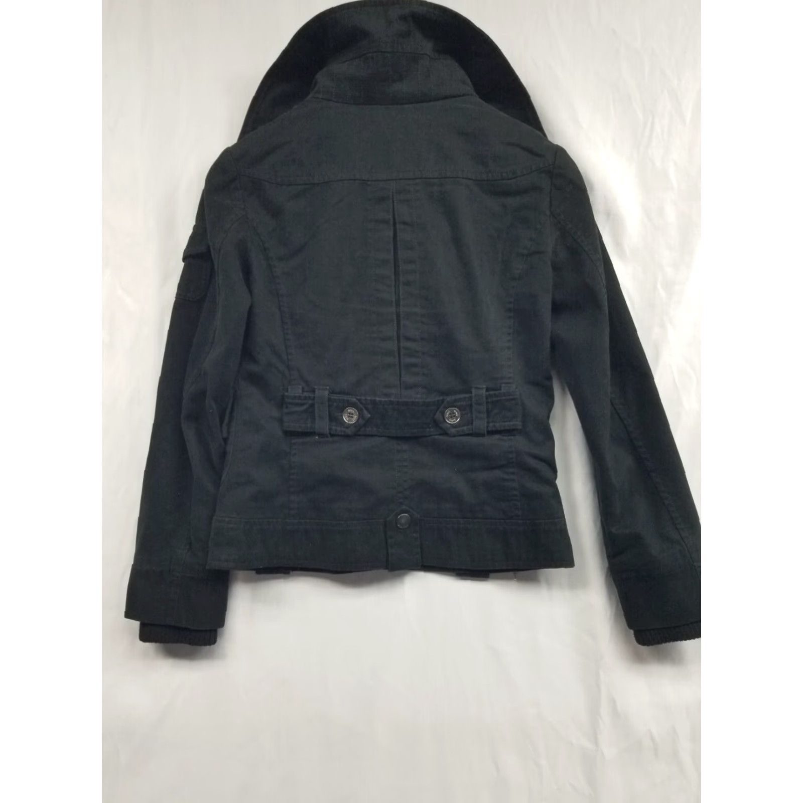 Mango Mango Women's Denim Jacket Black Button Up Cotton Jacket Accents Size XXS Regular Jacket Size XS / US 0-2 / IT 36-38 - 2 Thumbnail