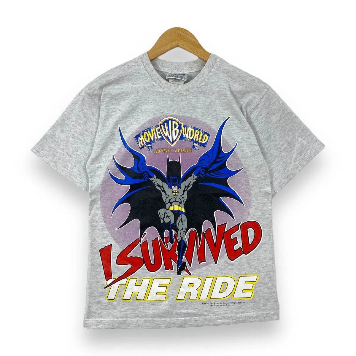 DC Comics × Vintage × Warner Bros Vintage 90's BATMAN I Survived The Ride Cartoon Tee Shirt Size US S / EU 44-46 / 1 - 1 Thumbnail