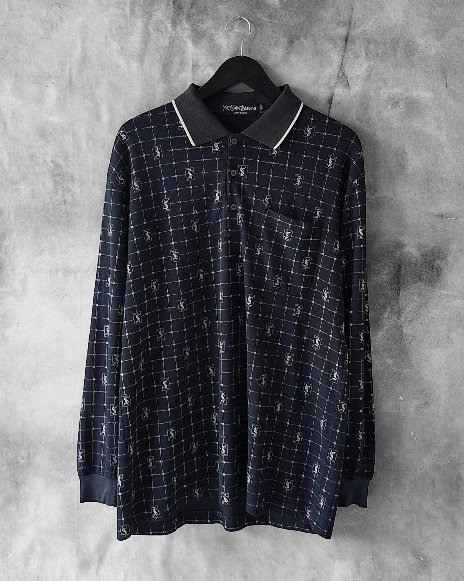 Vintage Ysl Yves Saint Laurent Long Sleeve Monogram Tshirt
