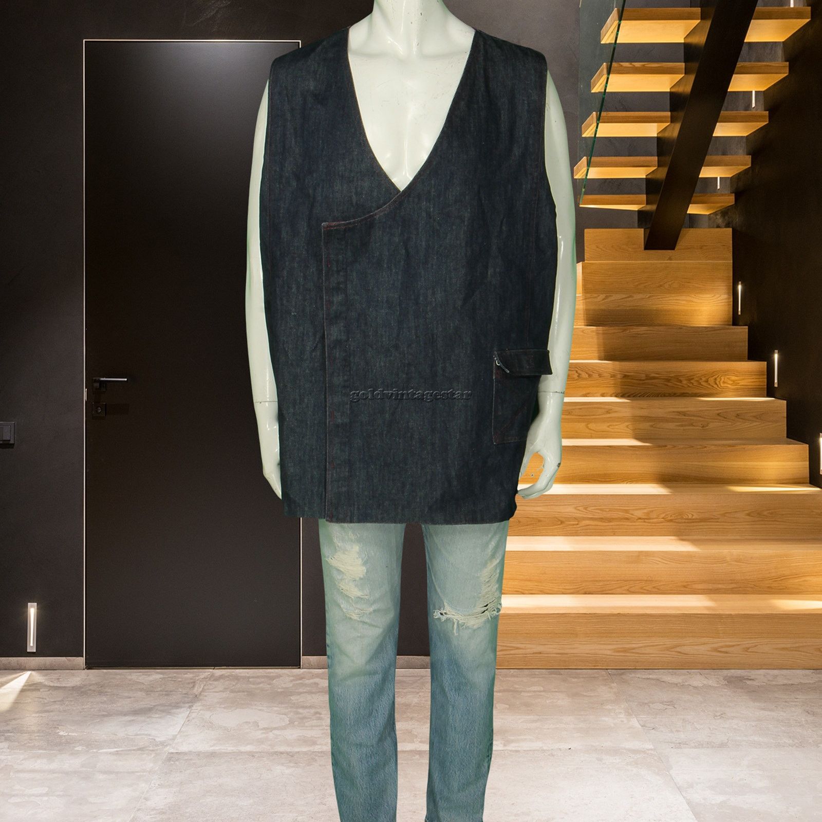 Other 80s Vintage Kevin Blue Mod Retro Denim Jean Western Vest XL Size US XL / EU 56 / 4 - 1 Thumbnail