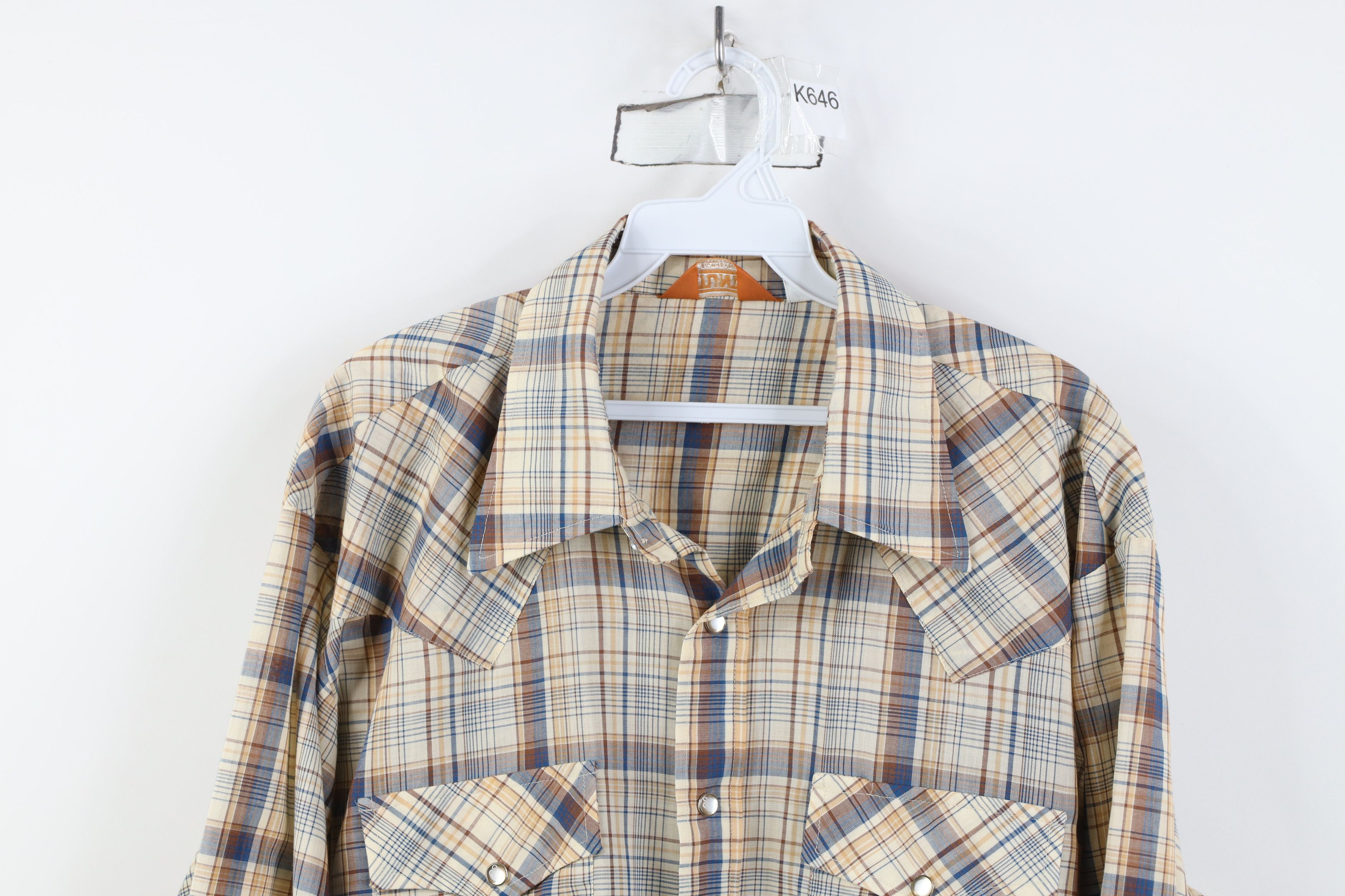 Vintage Vintage 70s Streetwear Rodeo Cowboy Snap Button Shirt Plaid Size US XL / EU 56 / 4 - 2 Thumbnail