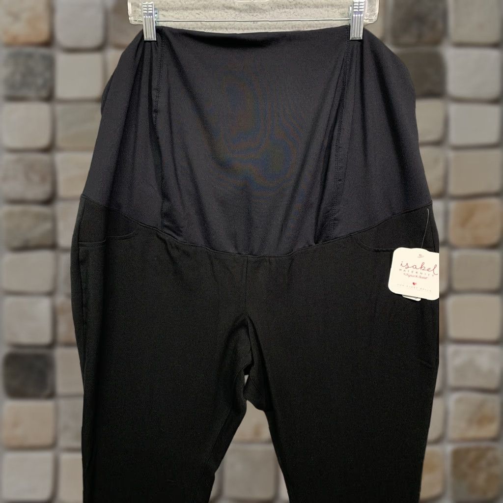 Vintage Isabel Maternity Pants Size 18 Black NWT Crossover Panel Lower Back Support Bootcut Stretch—Ingrid & Isabel Women’s Pants 18 Maternity Black NWT Size 40" / US 18 - 1 Thumbnail