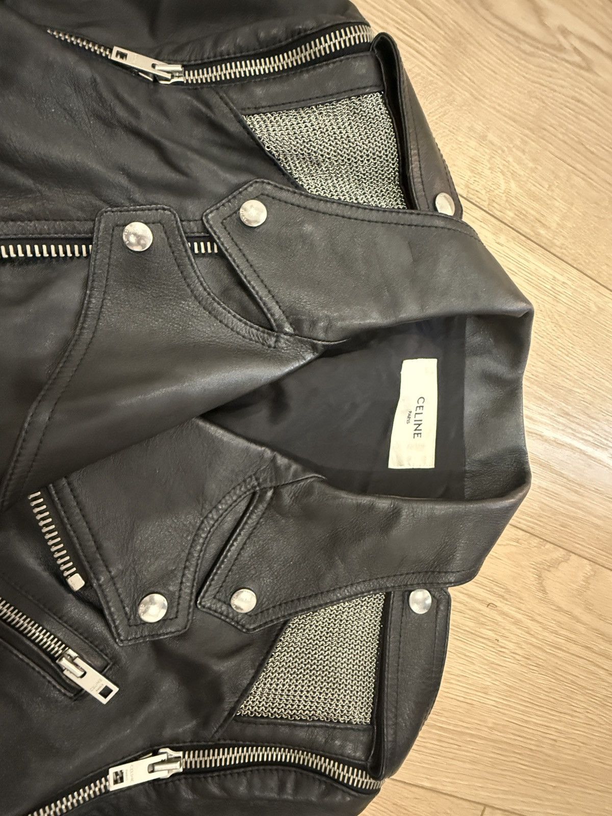 Celine Celine SS19 Hedi Slimane Chainmail Shoulder Calfskin Jacket Size US M / EU 48-50 / 2 - 8 Thumbnail