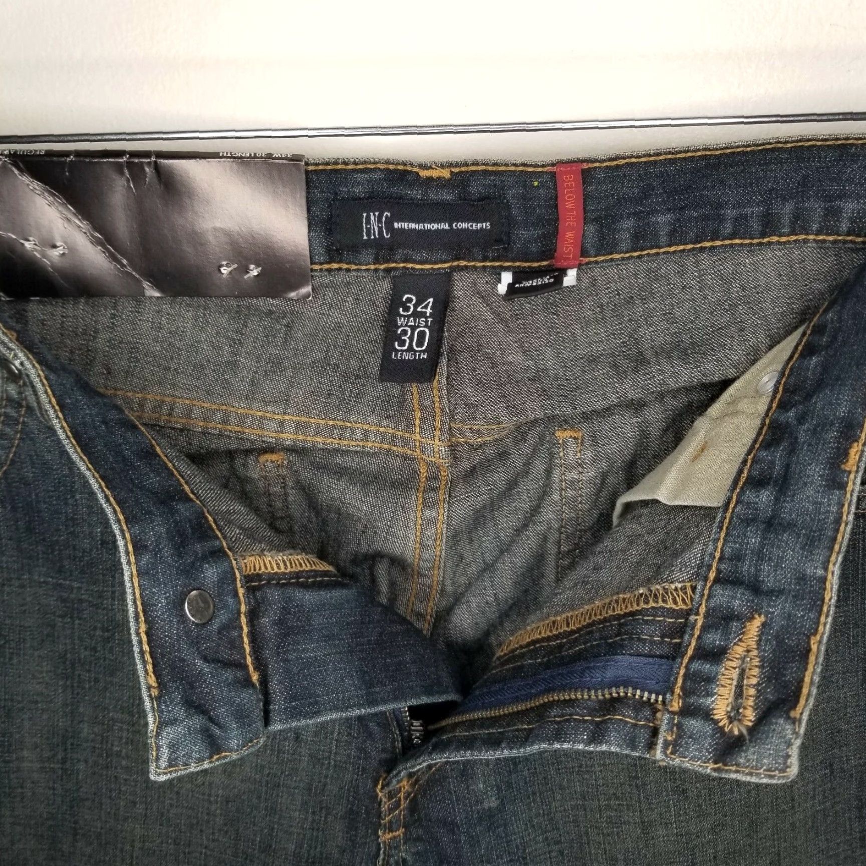 Vintage Mens INC International Concepts Blue Straight Jeans Size 34x30 Regular Size US 34 / EU 50 - 3 Thumbnail