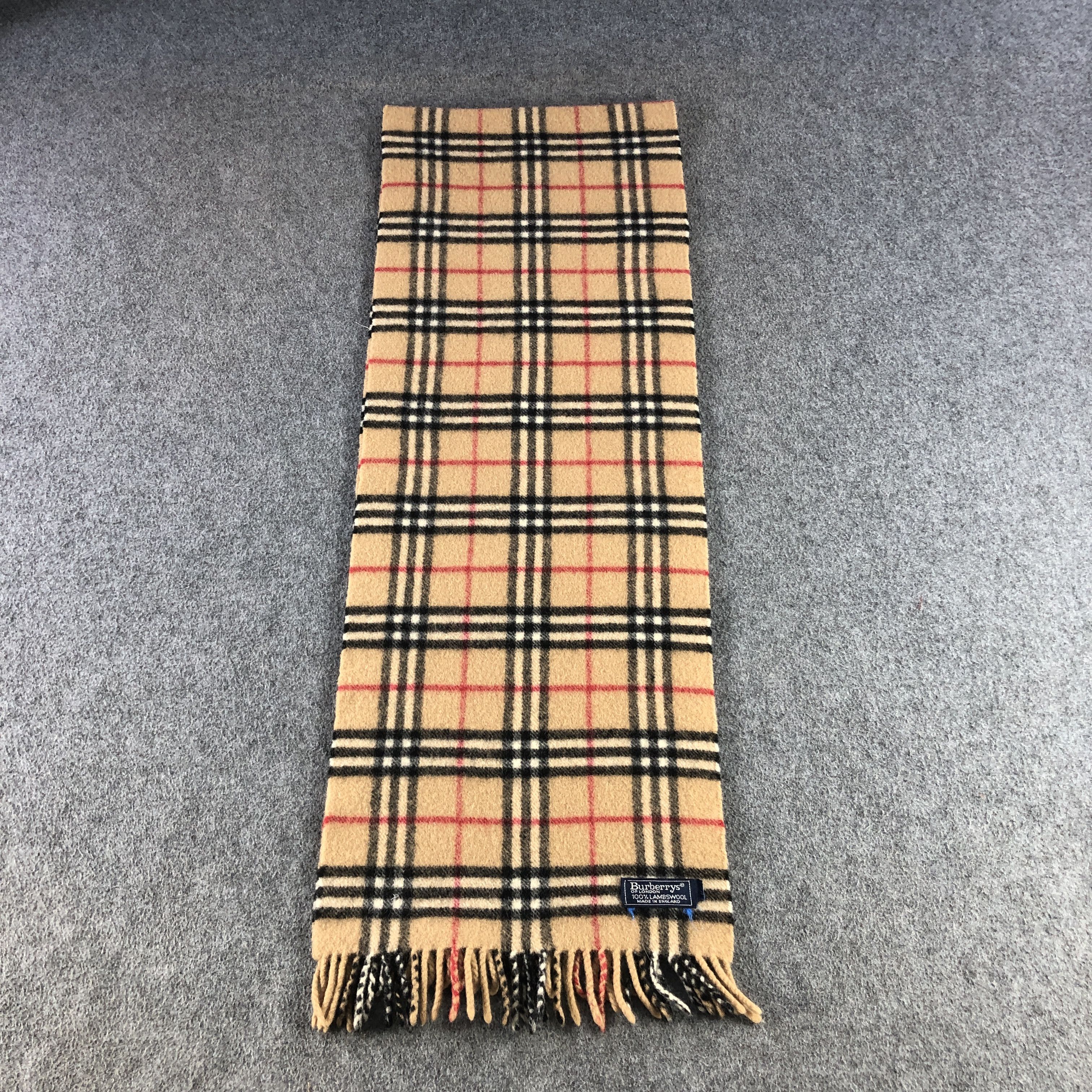 Burberry Burberrys Tan Nova Check Wool Scarf Muffler V2845 Size ONE SIZE - 2 Thumbnail