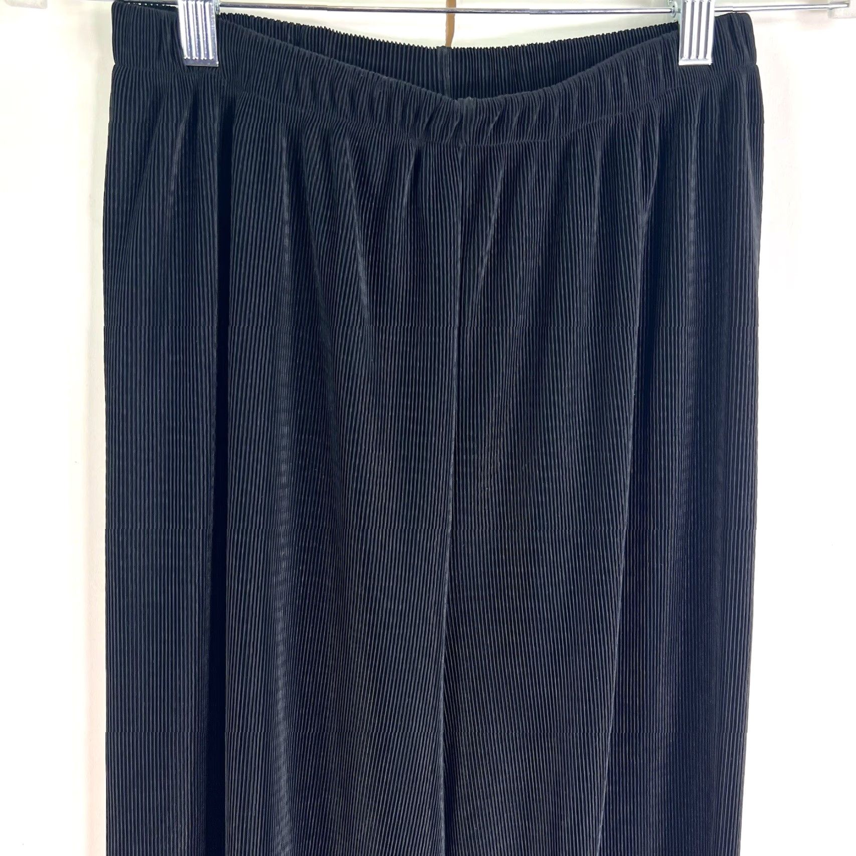 Vintage VINTAGE Pants Women's Size 1 Black Poly US Made 28X26 Wide Leg Stretch Striped Size 25" / US 0 / IT 36 - 2 Thumbnail