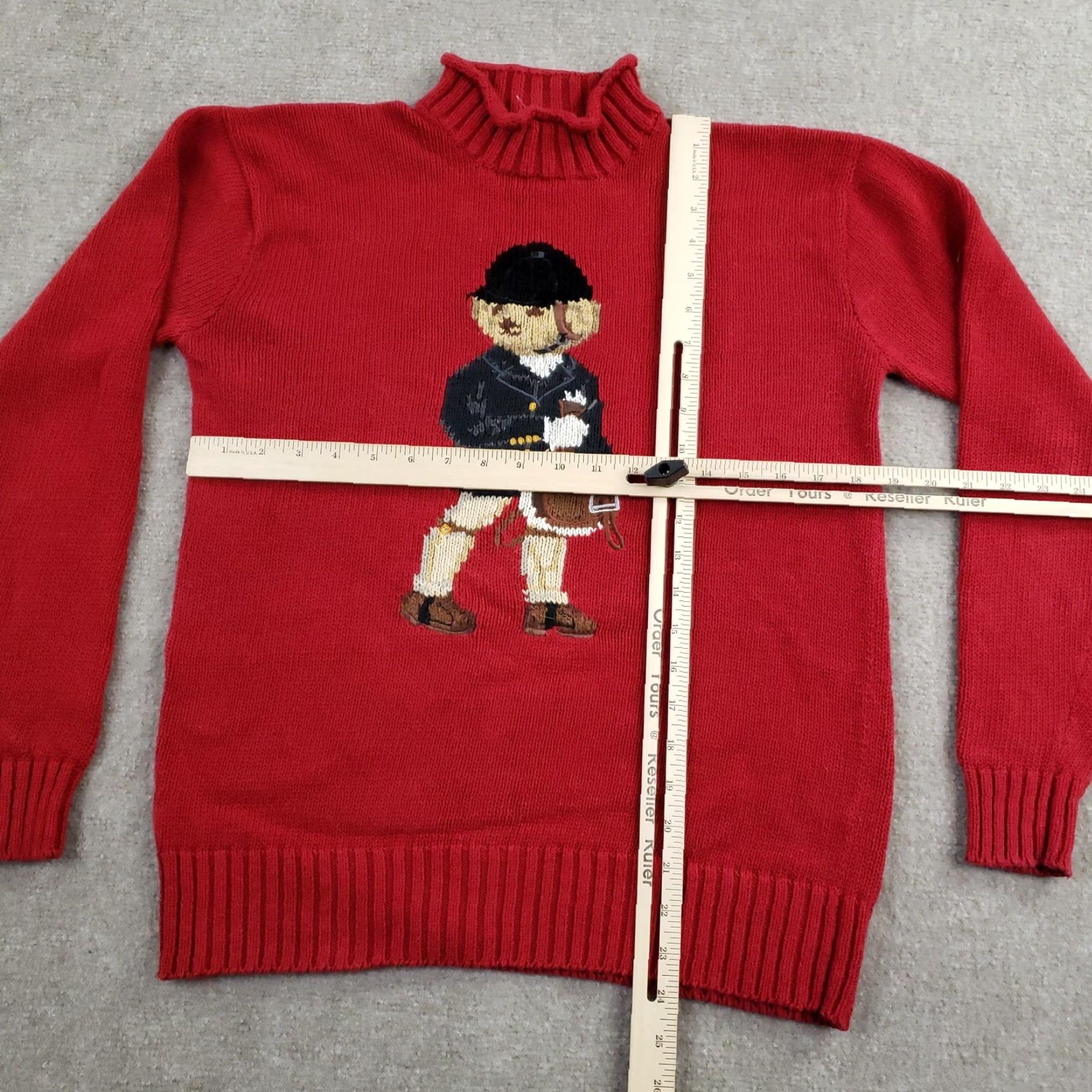 Ralph Lauren VINTAGE Ralph Lauren Polo Sport Sweater Womens Small Red Bear Equestrian Linen Size S / US 4 / IT 40 - 2 Thumbnail