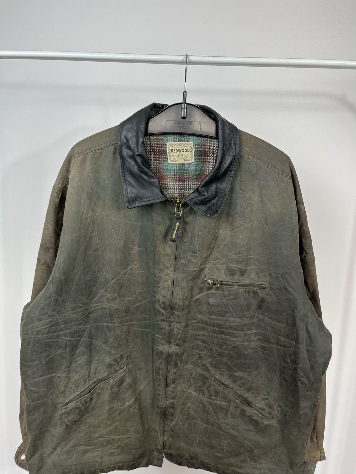 Other Vintage Redwood Waxed Jacket Distressed Leather Collar XL Size US XL / EU 56 / 4 - 3 Thumbnail