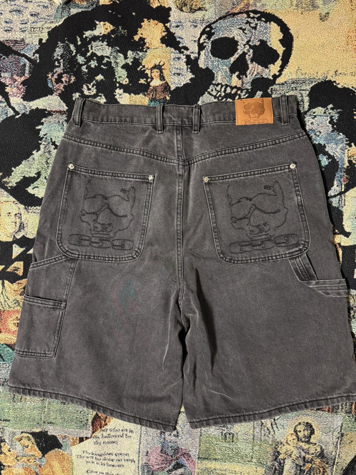 G59 Records G59 Washed Grey Denim Logo Shorts Size US 34 / EU 50 - 1 Thumbnail