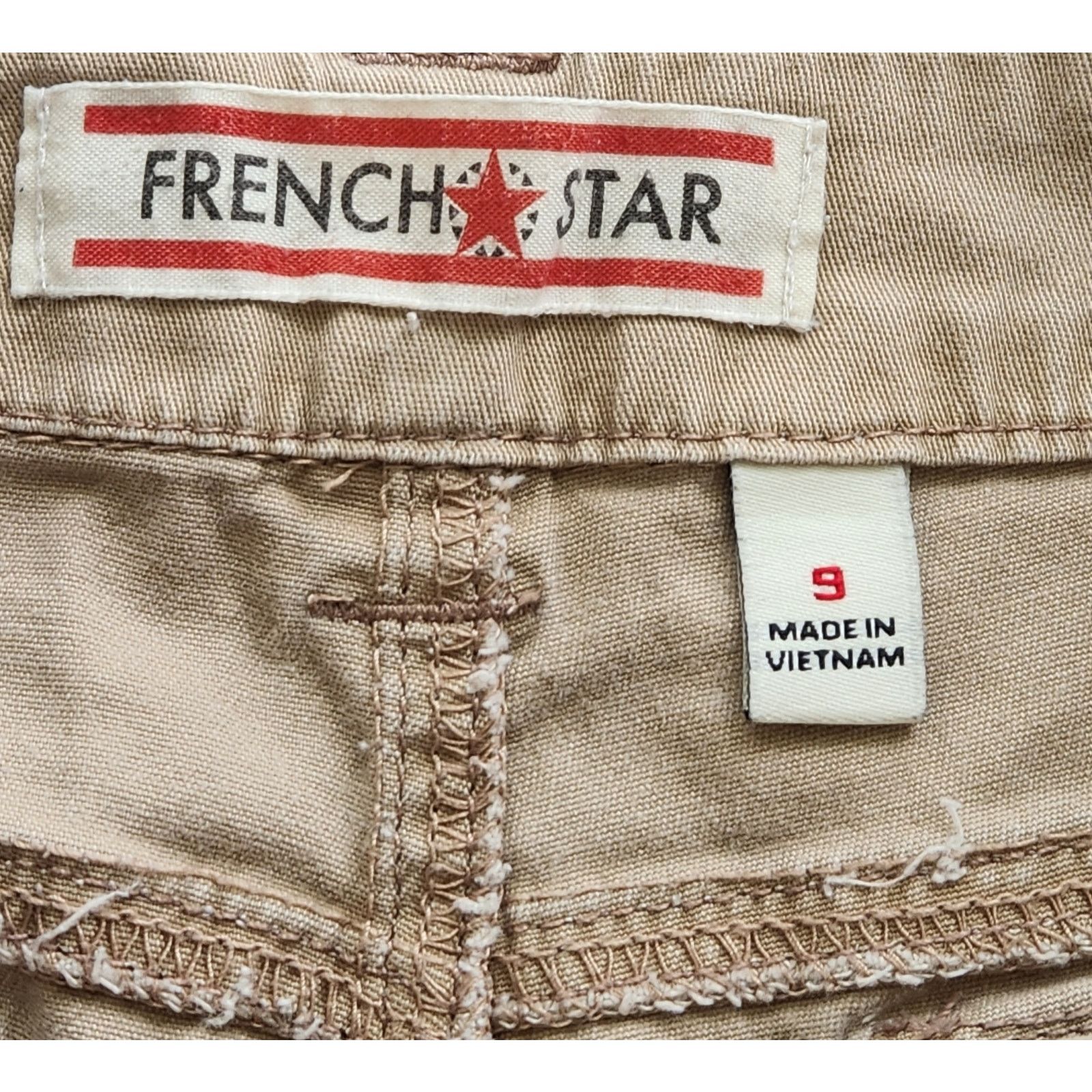 Other French Star Tan Beige Flat Front Shorts 9 Juniors Size 33" - 3 Thumbnail