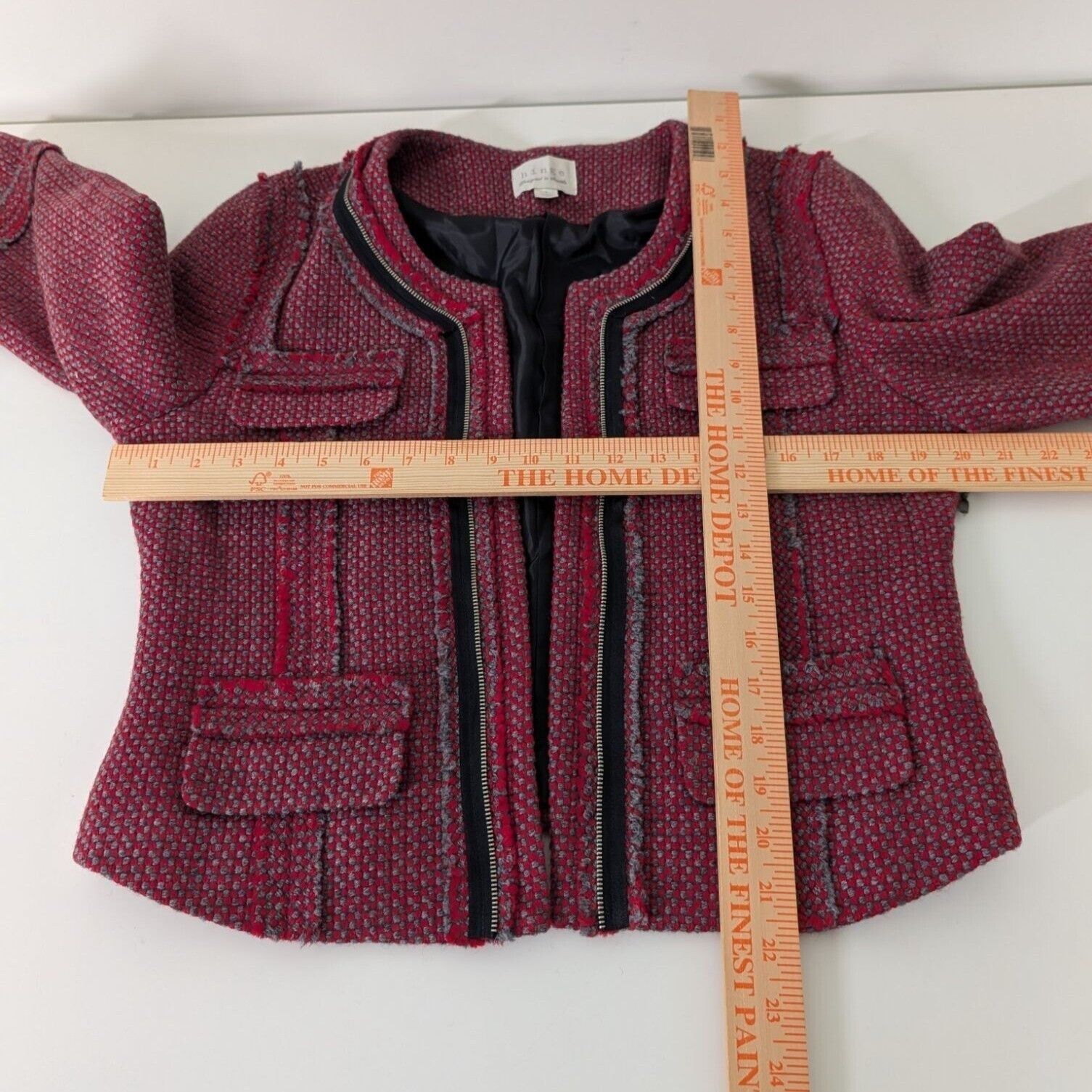 Designer NEW Hinge 1 Tweed Cropped Jacket Blazer Womens Size Large Size L / US 10 / IT 46 - 13 Thumbnail