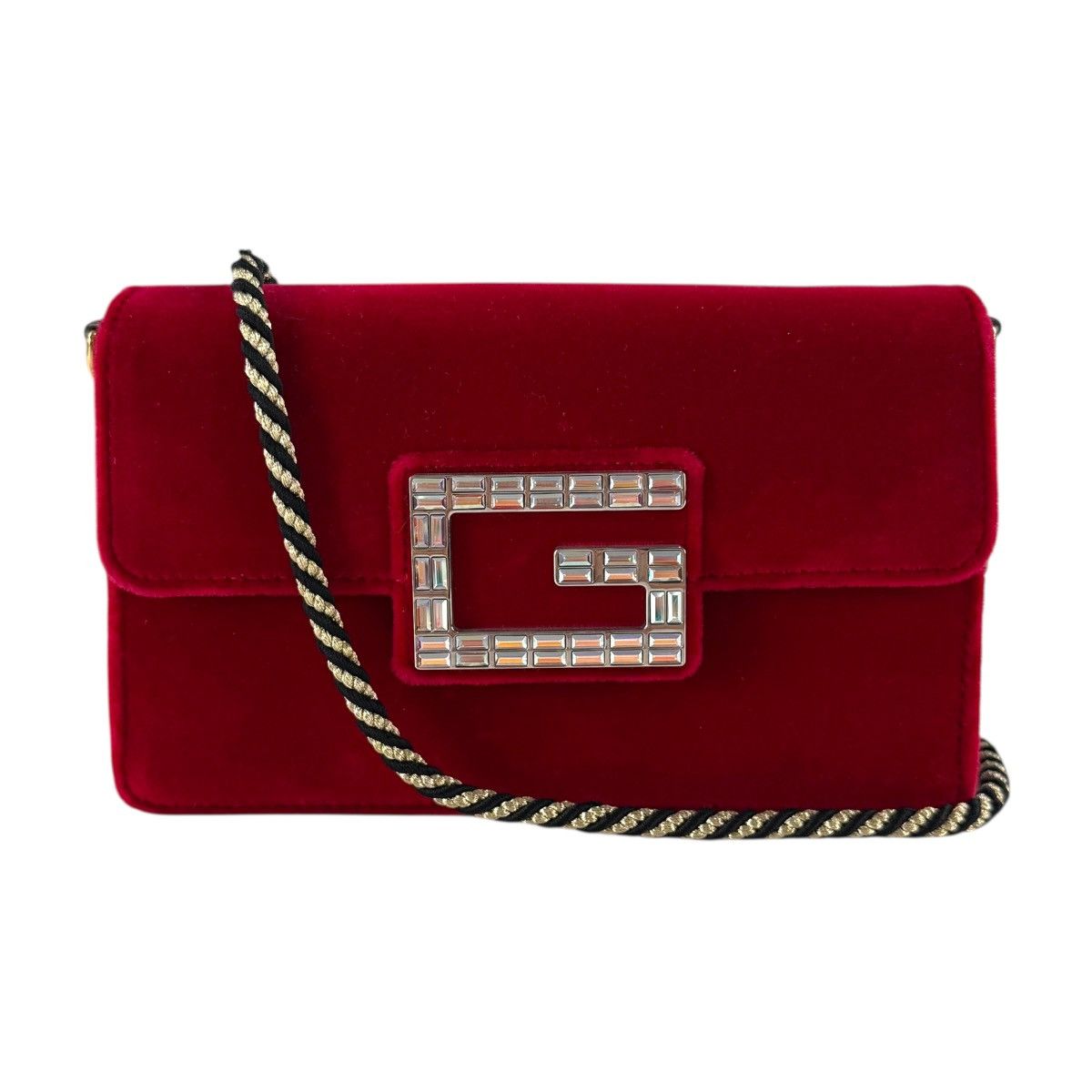 Gucci Gucci Red Velour G Rhinestone Shoulder Bag Size ONE SIZE - 1 Thumbnail