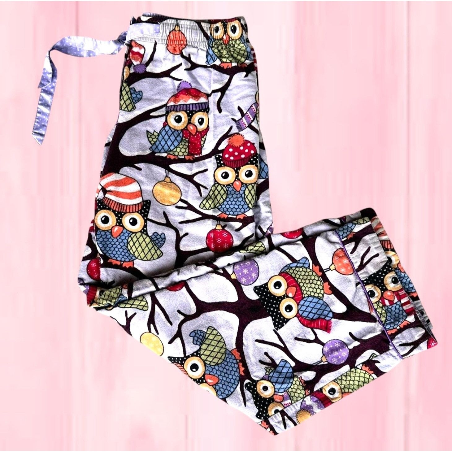 Other Nick Nora Owl Pajama Bottoms Unisex Small Purple Flannel Fro Size 30" / US 8 / IT 44 - 1 Thumbnail