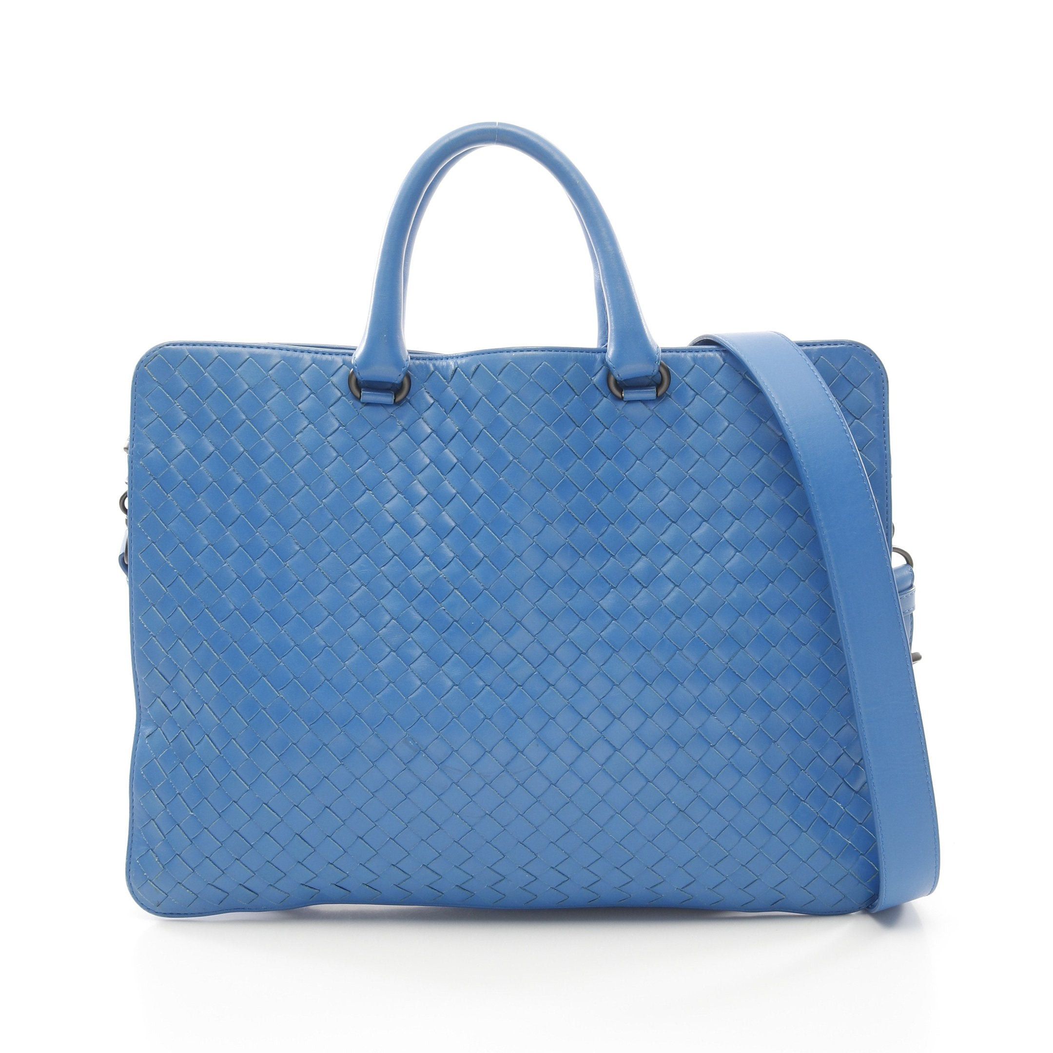 Bottega Veneta Bottega Veneta Intrecciato Business Bag Briefcase Leather Blue Size ONE SIZE - 1 Thumbnail