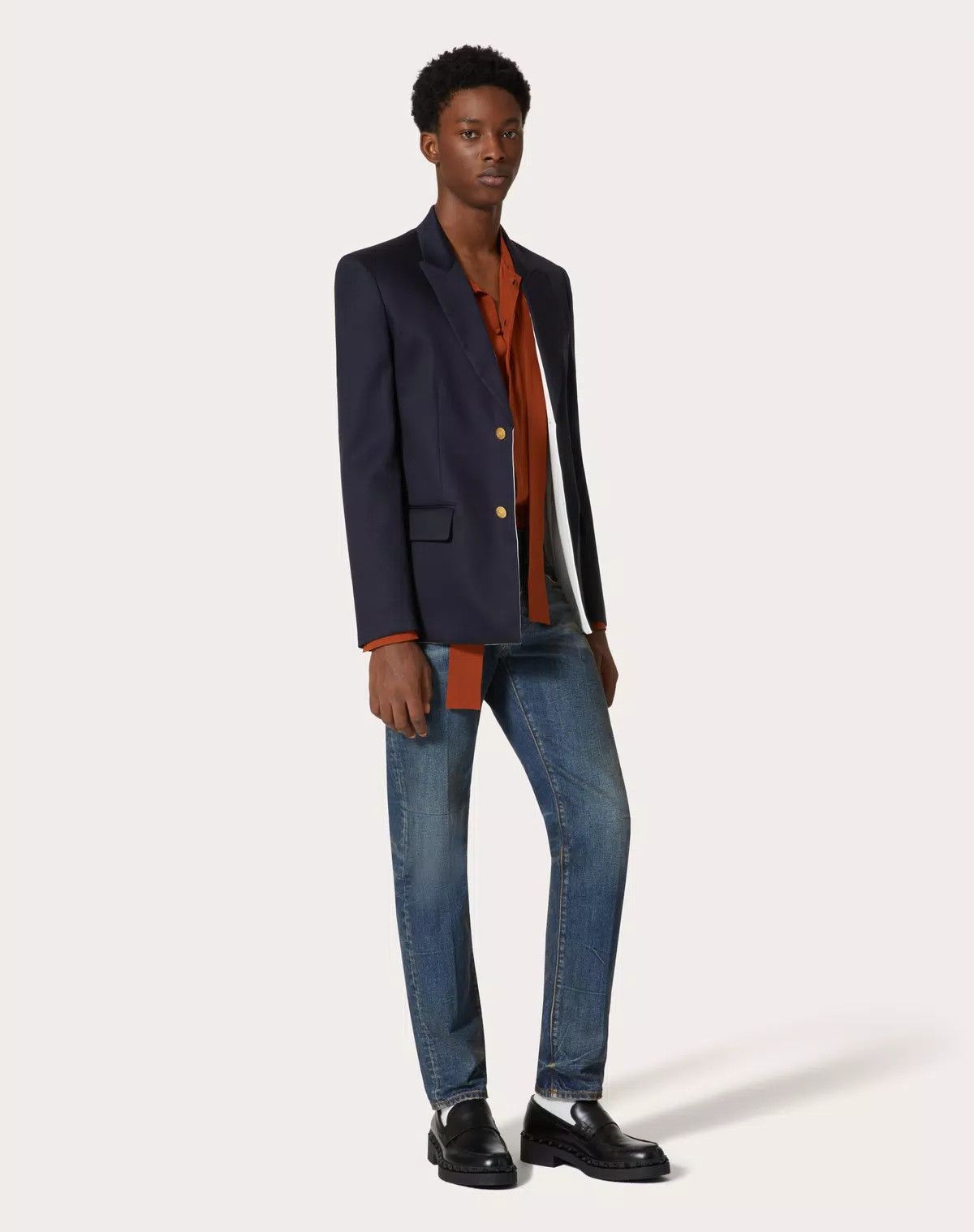 Valentino oc11z0725 Single Breasted Cotton Jacket in Navy Blue Size US M / EU 48-50 / 2 - 2 Thumbnail