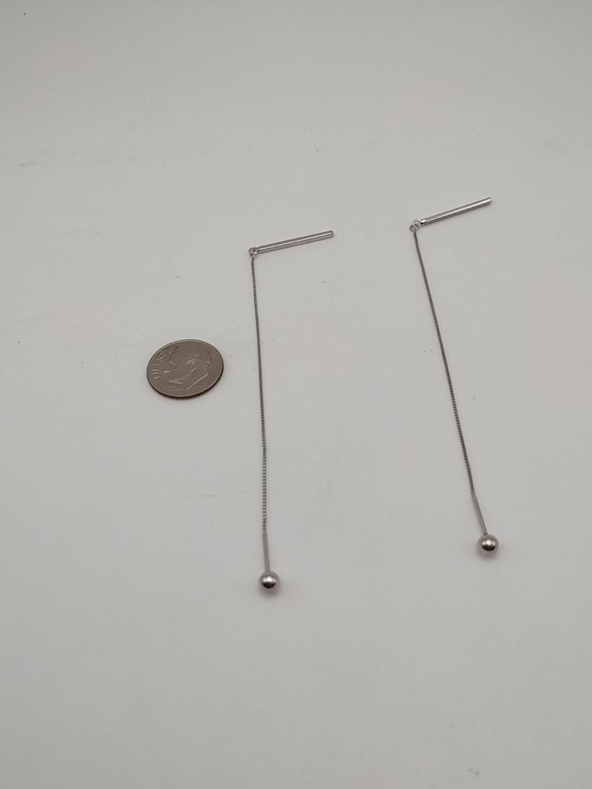 The Unbranded Brand Sterling Threader Dangle Earrings Bar Chain 925 Size ONE SIZE - 3 Thumbnail