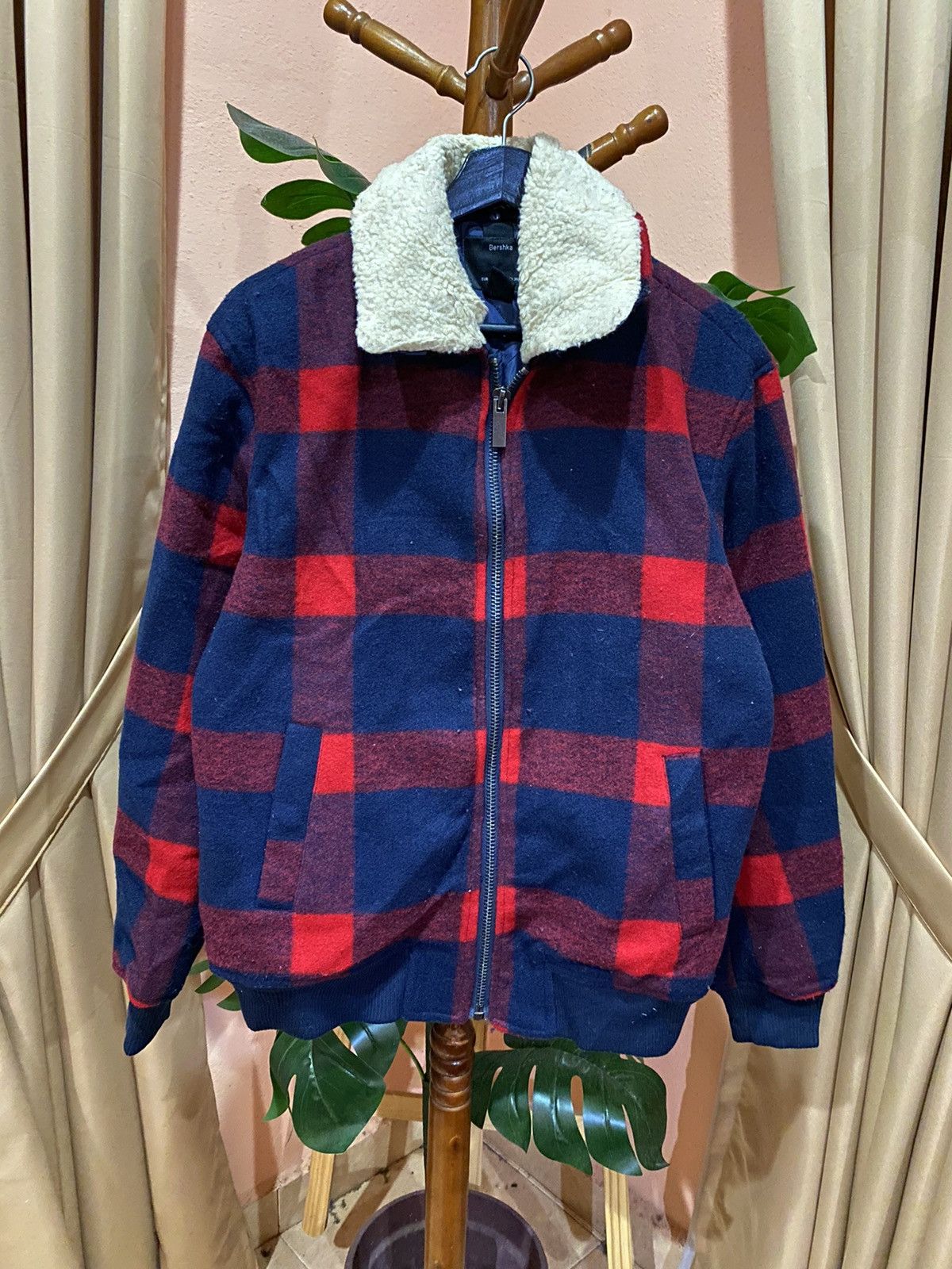 Bershka Bershka Red and Blue Plaid Sherpa Jacket - Vintage Inspired Size US S / EU 44-46 / 1 - 4 Thumbnail