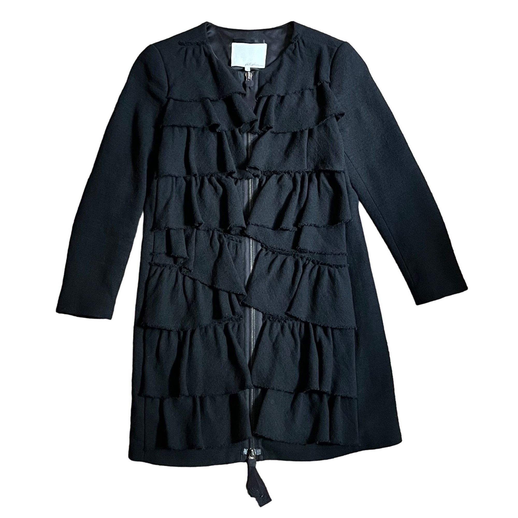 3.1 Phillip Lim $795 3.1 Phillip Lim 4 Wool Jacket Coat Blazer Ruffles Black Size S / US 4 / IT 40 - 1 Thumbnail