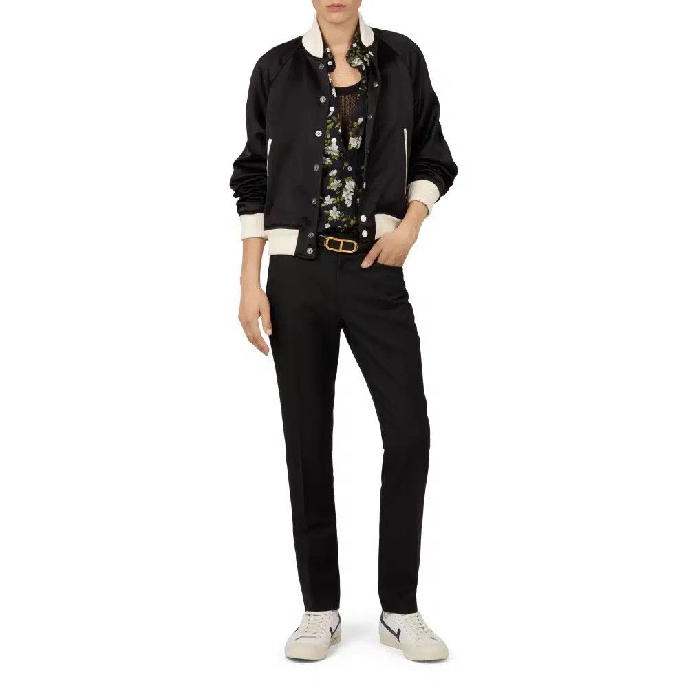 Tom Ford o1loc1c0825 OBS052 Viscose Bomber Jacket in Black/White Size US M / EU 48-50 / 2 - 3 Thumbnail
