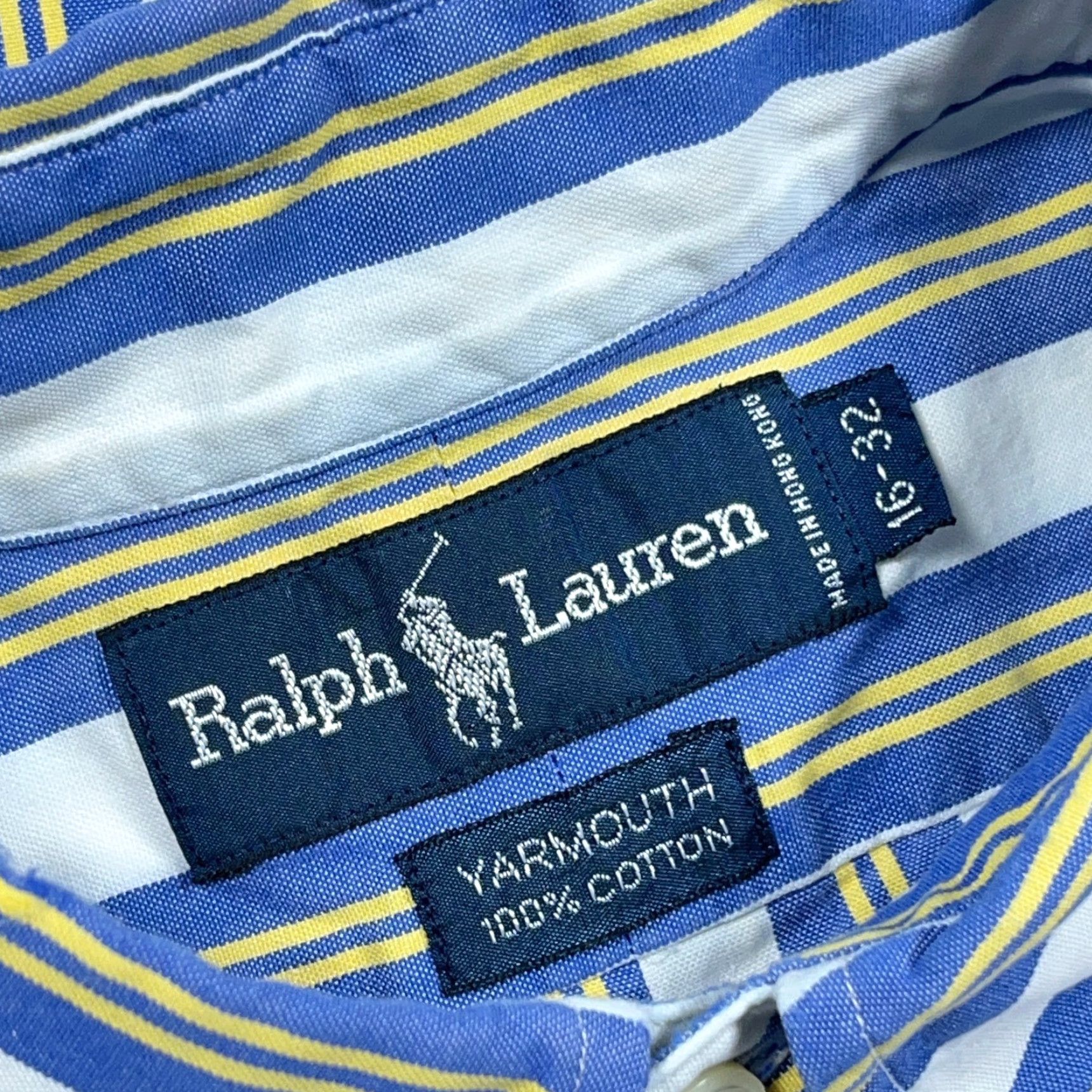 Ralph Lauren Ralph Lauren Button-Up Shirt Mens L Blue Yellow Striped Cotton Oxford Decorative Logo Button-Down Linen? Size US L / EU 52-54 / 3 - 3 Thumbnail