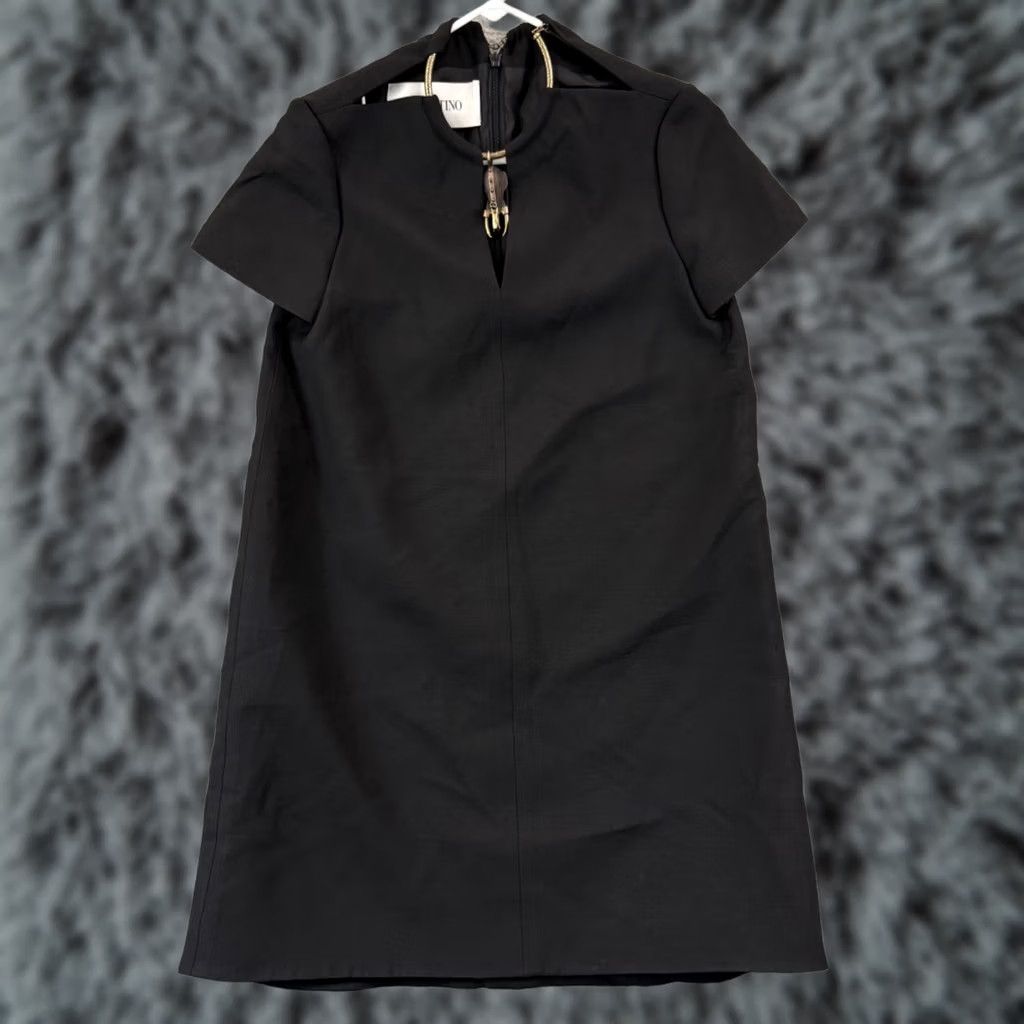 Valentino VINTAGE Valentino Spa Dress Women 4 Black Crepe Couture A Line Mini Zip Wool Silk Sheath Size S / US 4 / IT 40 - 1 Thumbnail